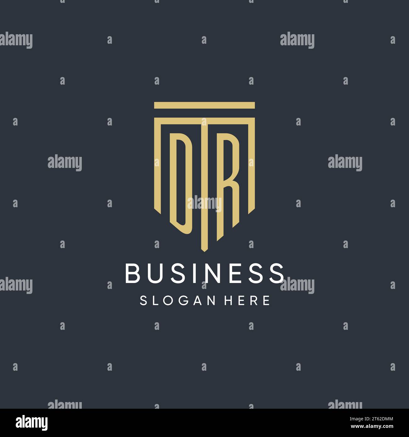 DR monogram with modern and luxury shield shape design vector graphic Stock Vector