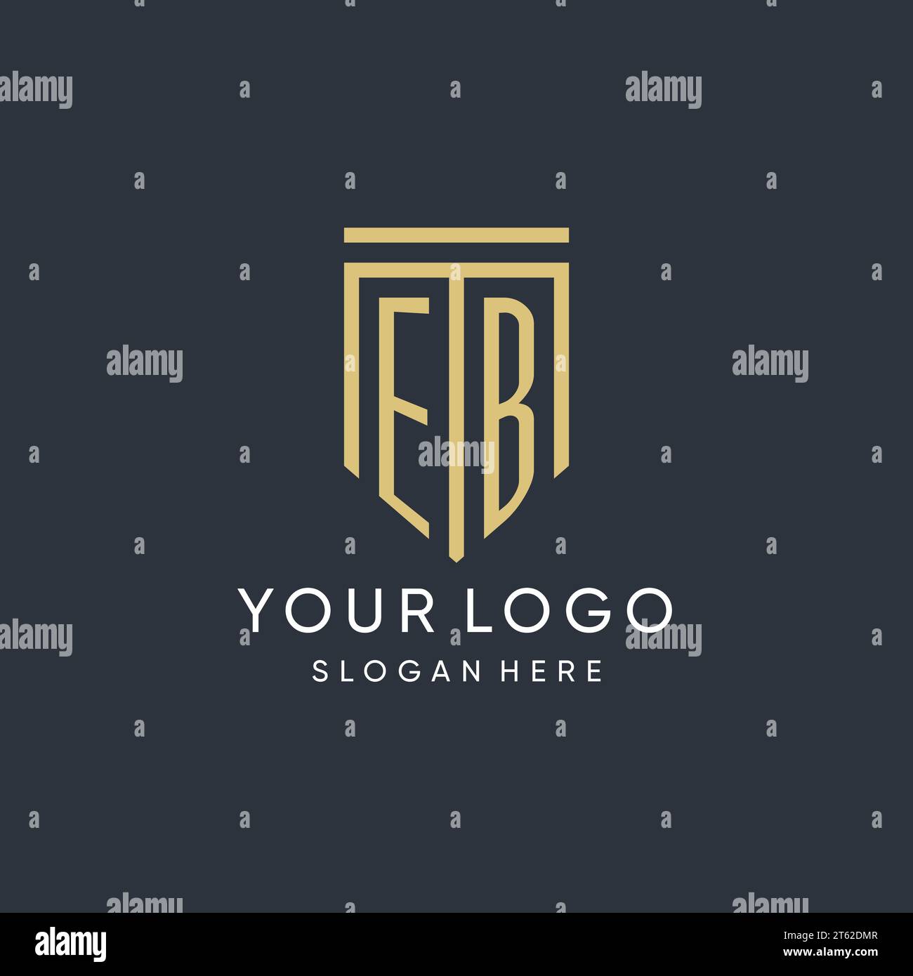 EB monogram with modern and luxury shield shape design vector graphic Stock Vector