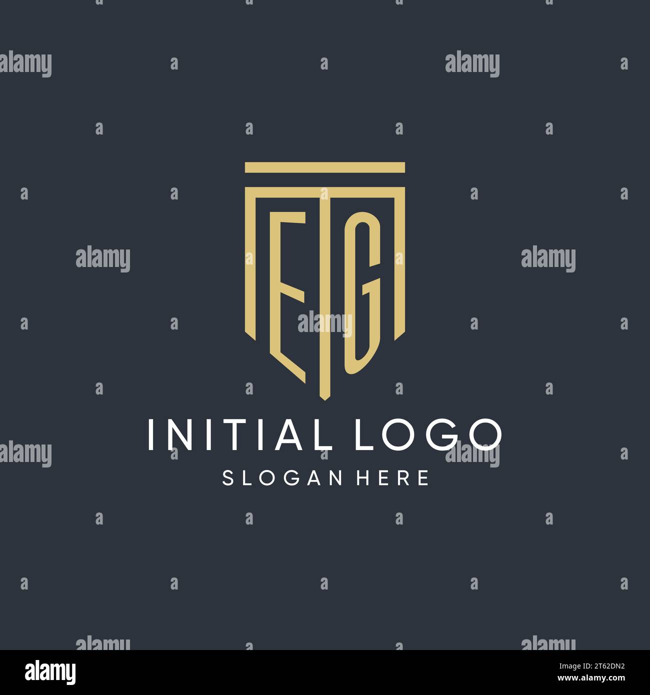EG monogram with modern and luxury shield shape design vector graphic Stock Vector