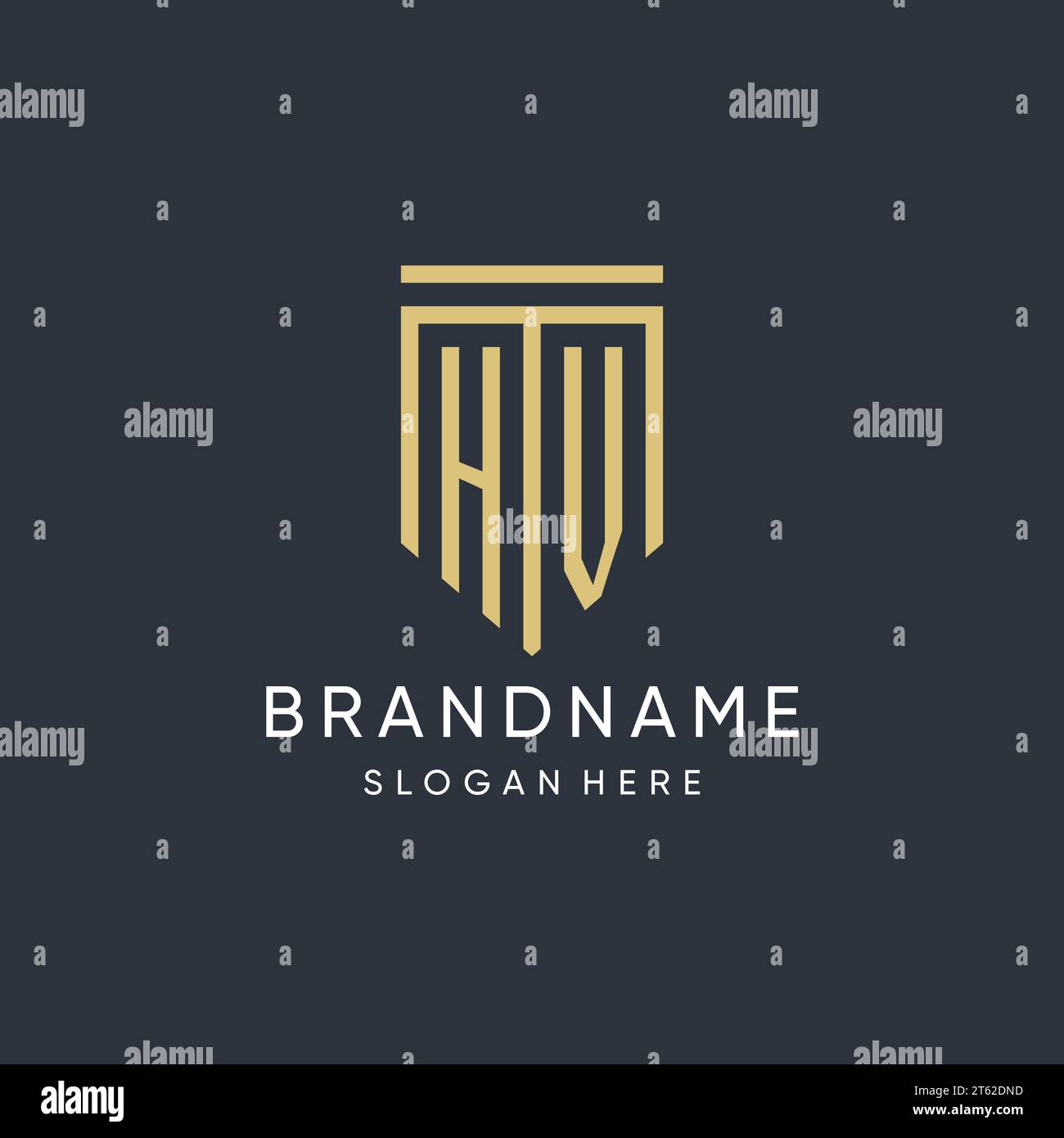 HV monogram with modern and luxury shield shape design vector graphic Stock Vector