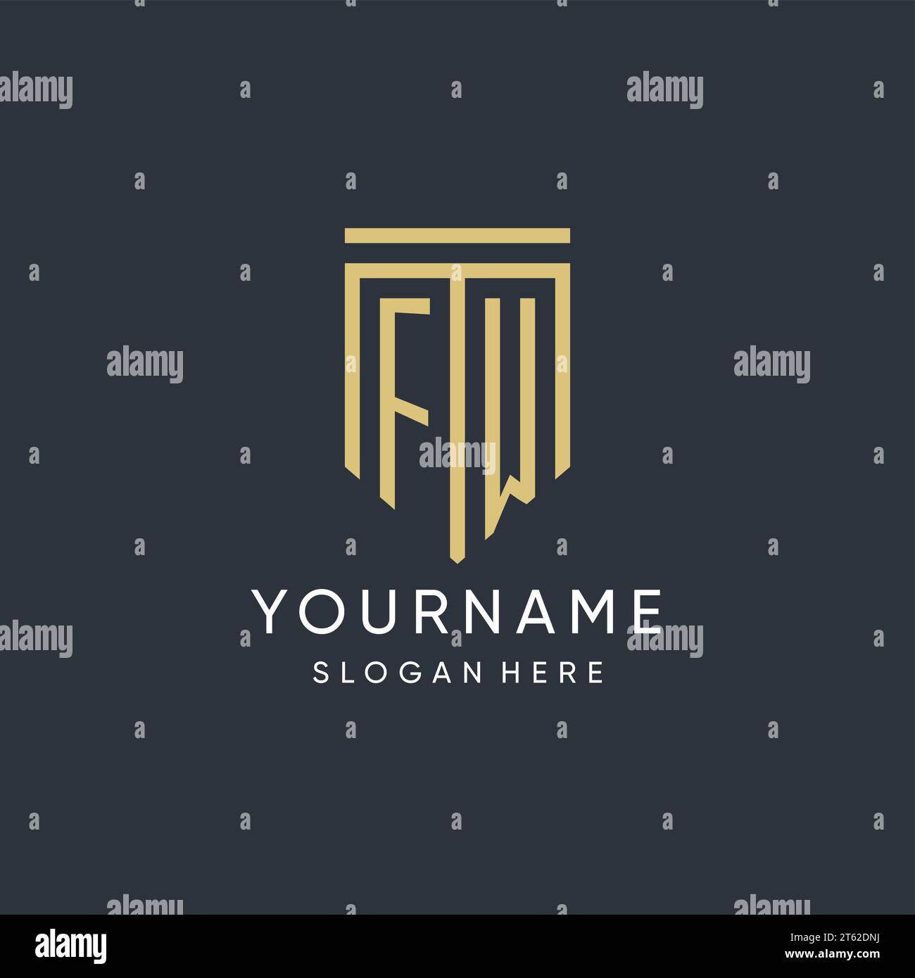 FW monogram with modern and luxury shield shape design vector graphic Stock Vector