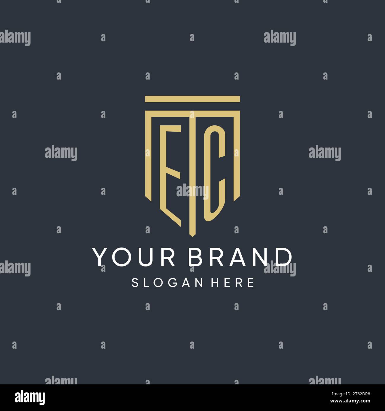 EC monogram with modern and luxury shield shape design vector graphic Stock Vector