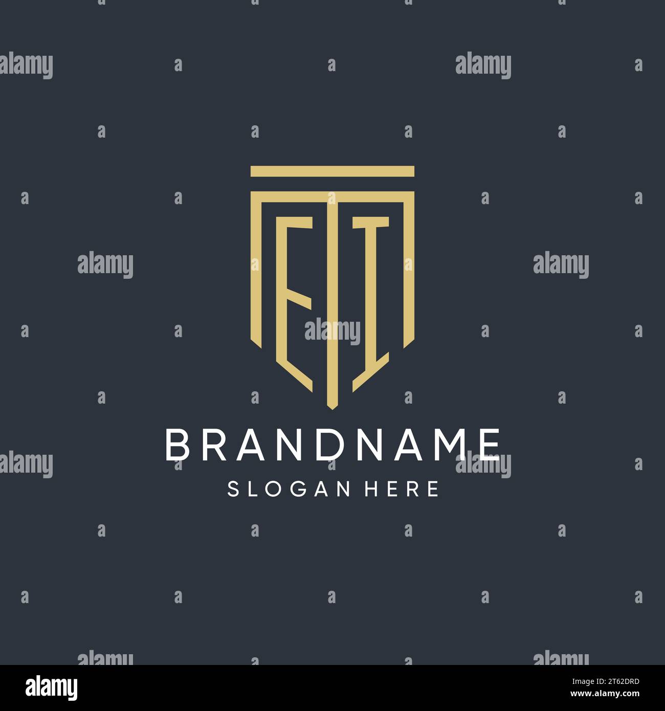 EI monogram with modern and luxury shield shape design vector graphic Stock Vector
