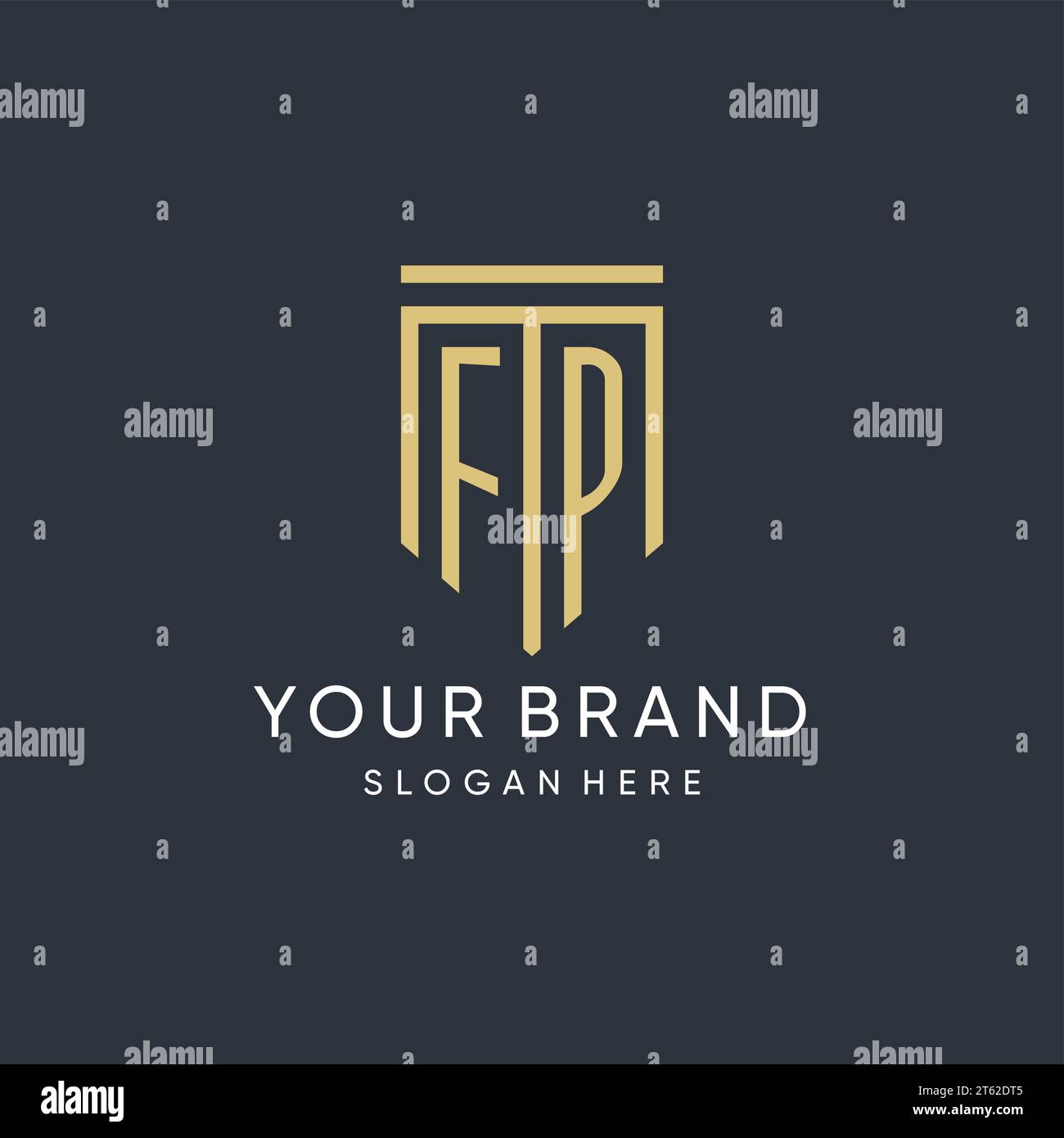FP monogram with modern and luxury shield shape design vector graphic ...