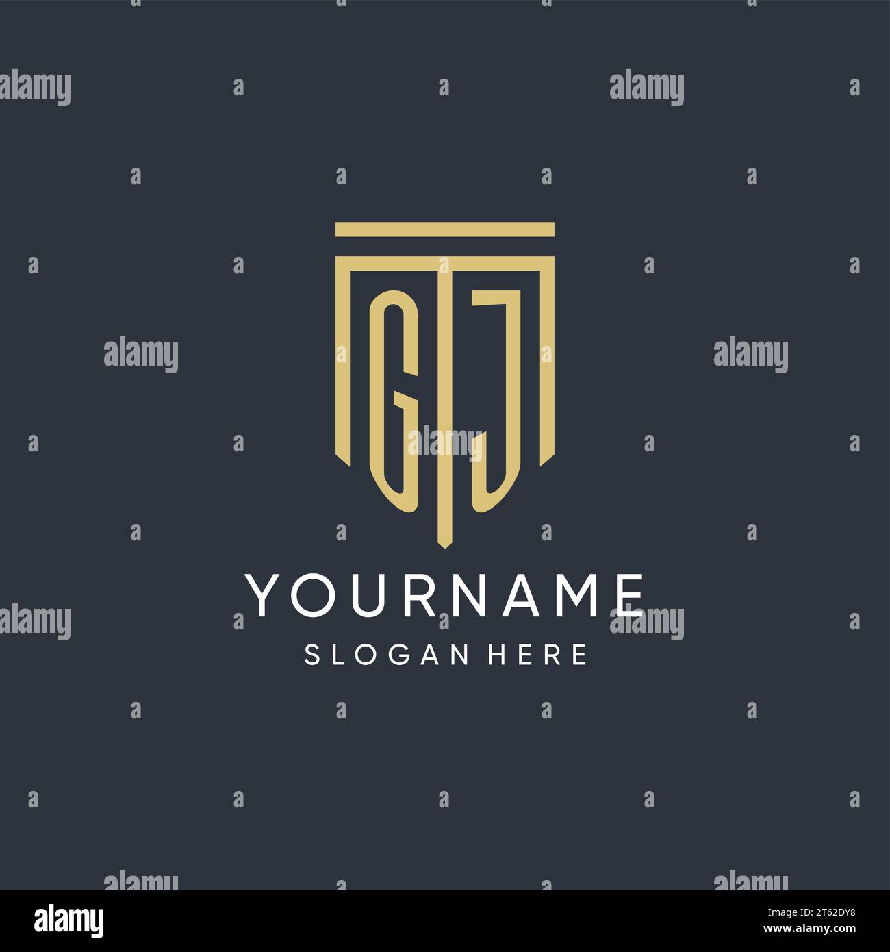 GJ monogram with modern and luxury shield shape design vector graphic Stock Vector
