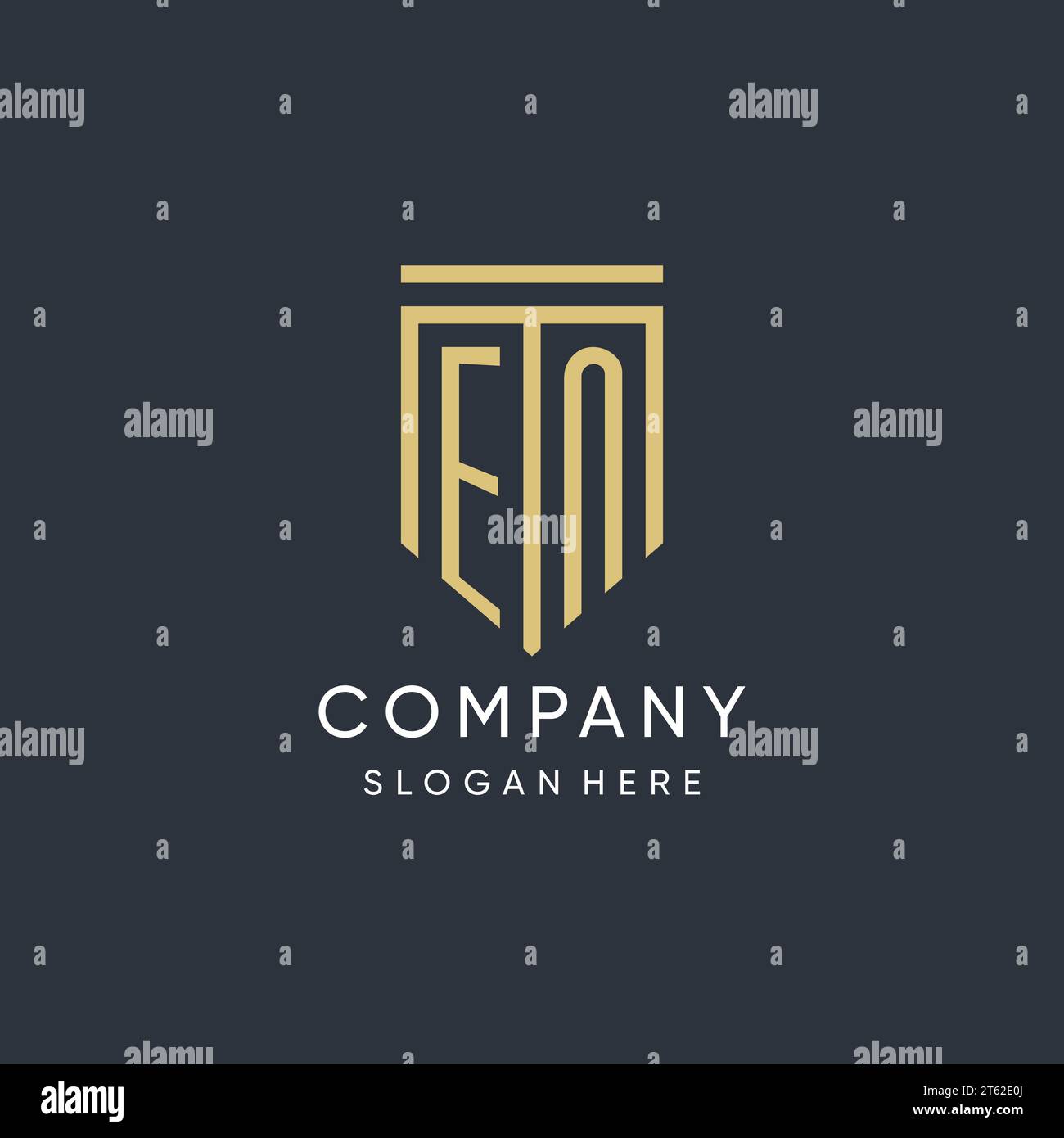 EN monogram with modern and luxury shield shape design vector graphic Stock Vector
