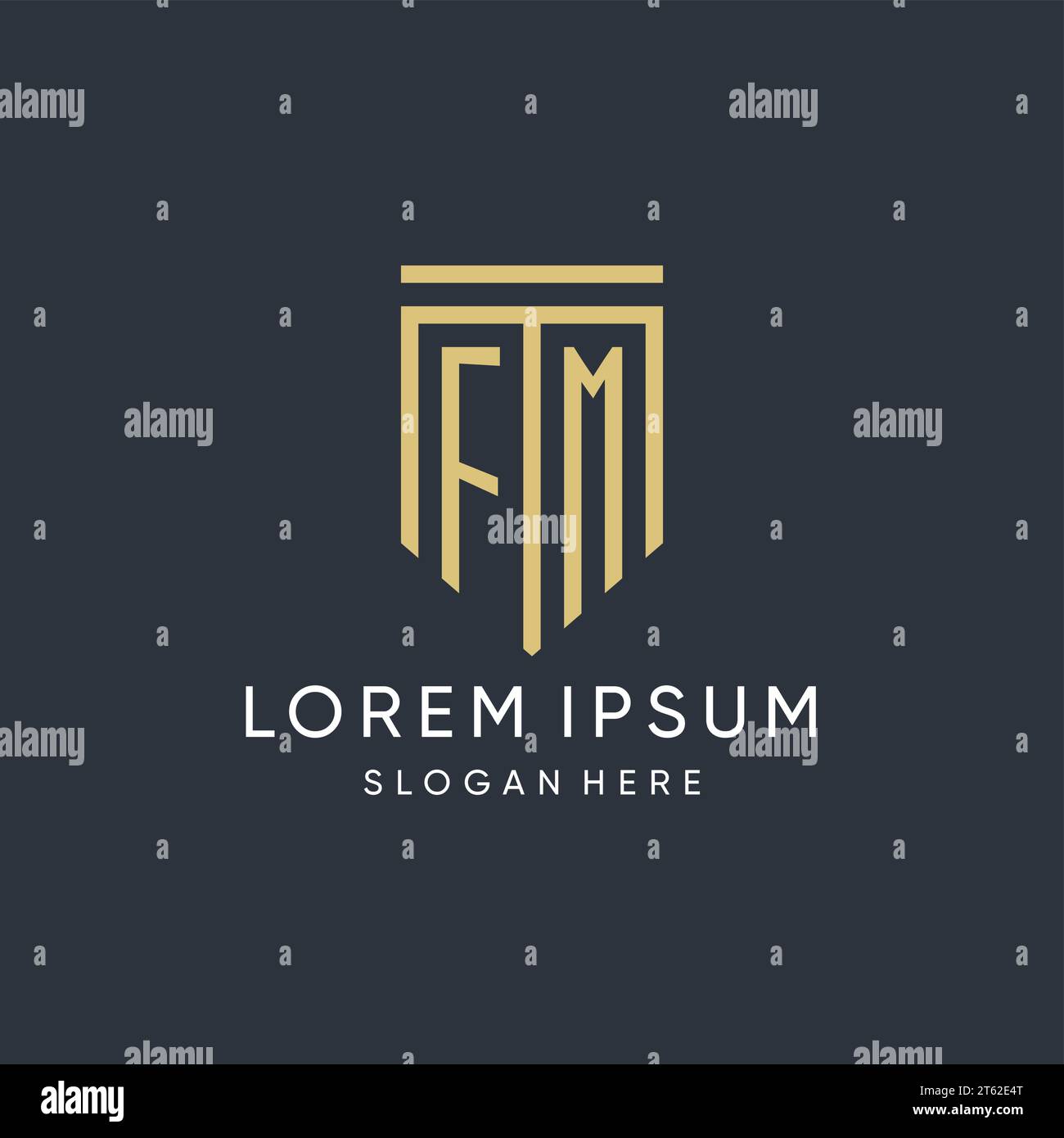 FM monogram with modern and luxury shield shape design vector graphic Stock Vector