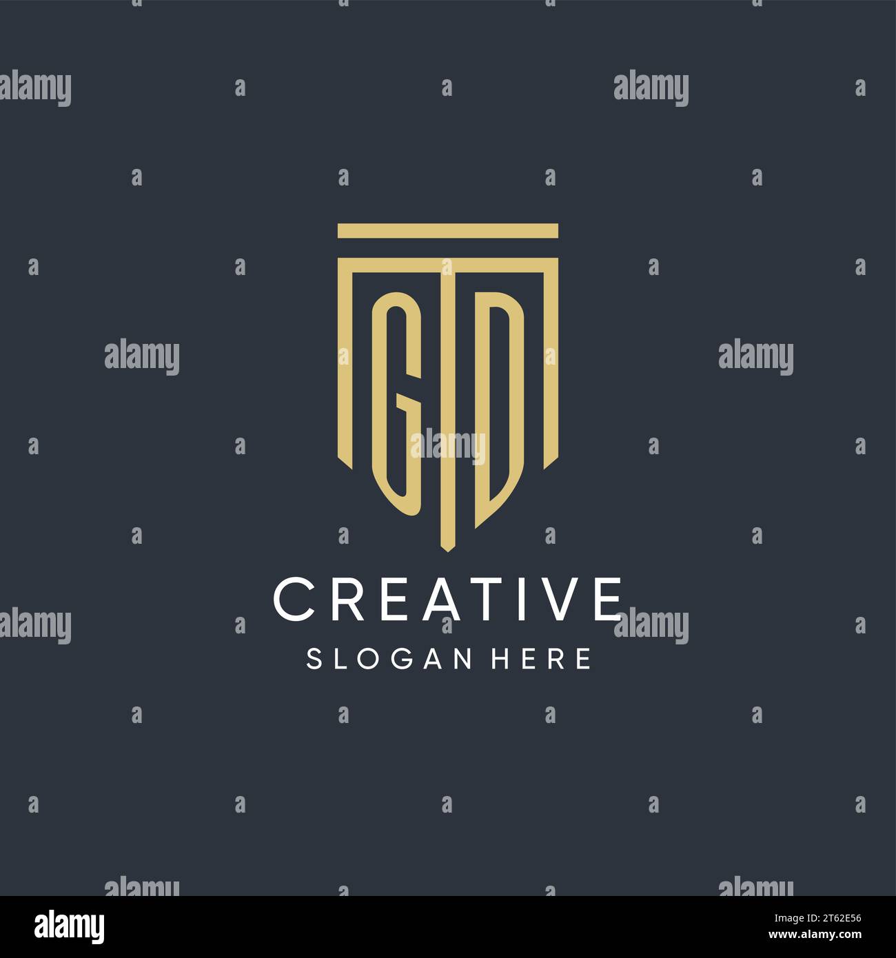 GD monogram with modern and luxury shield shape design vector graphic Stock Vector