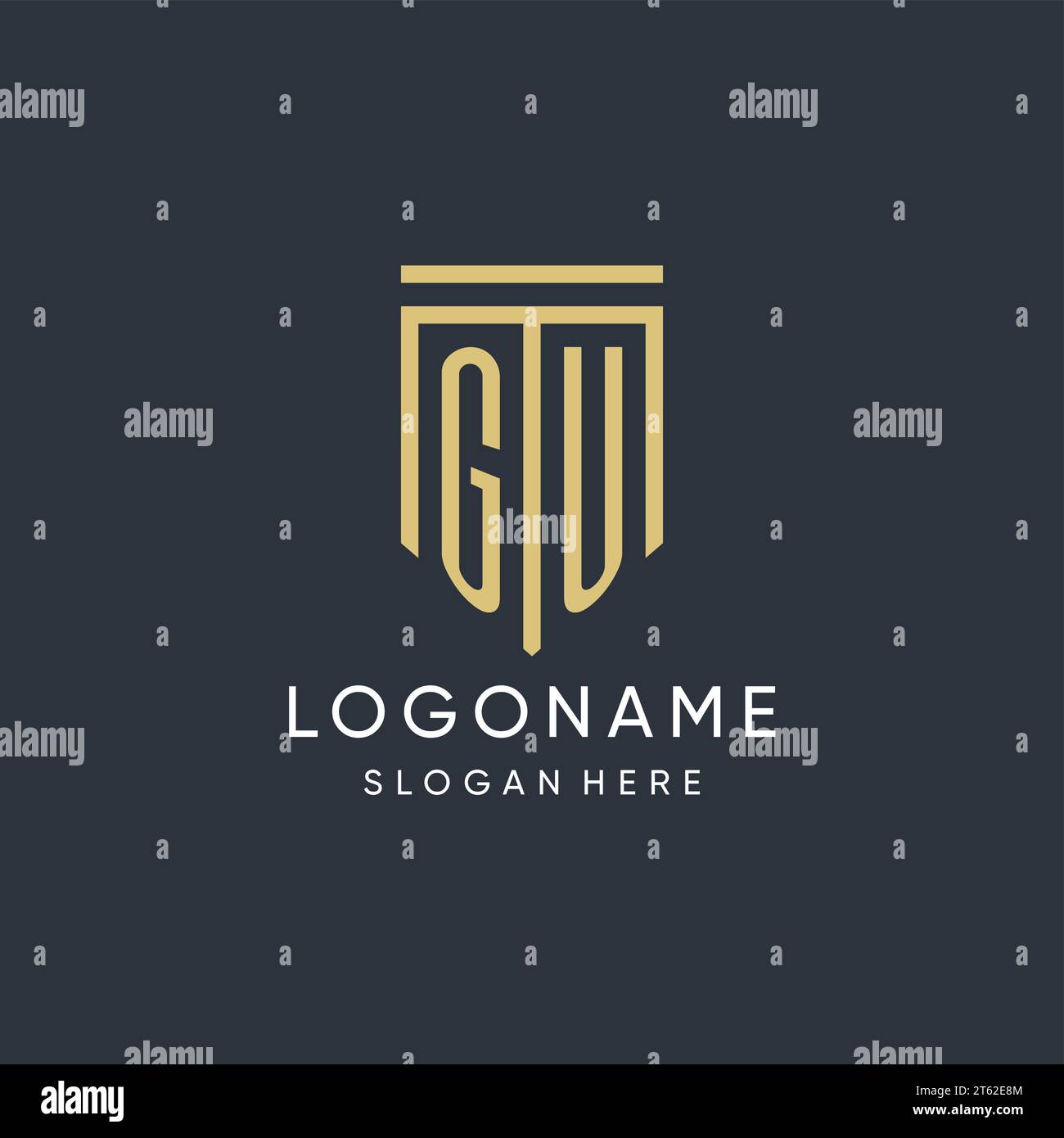 GU monogram with modern and luxury shield shape design vector graphic ...