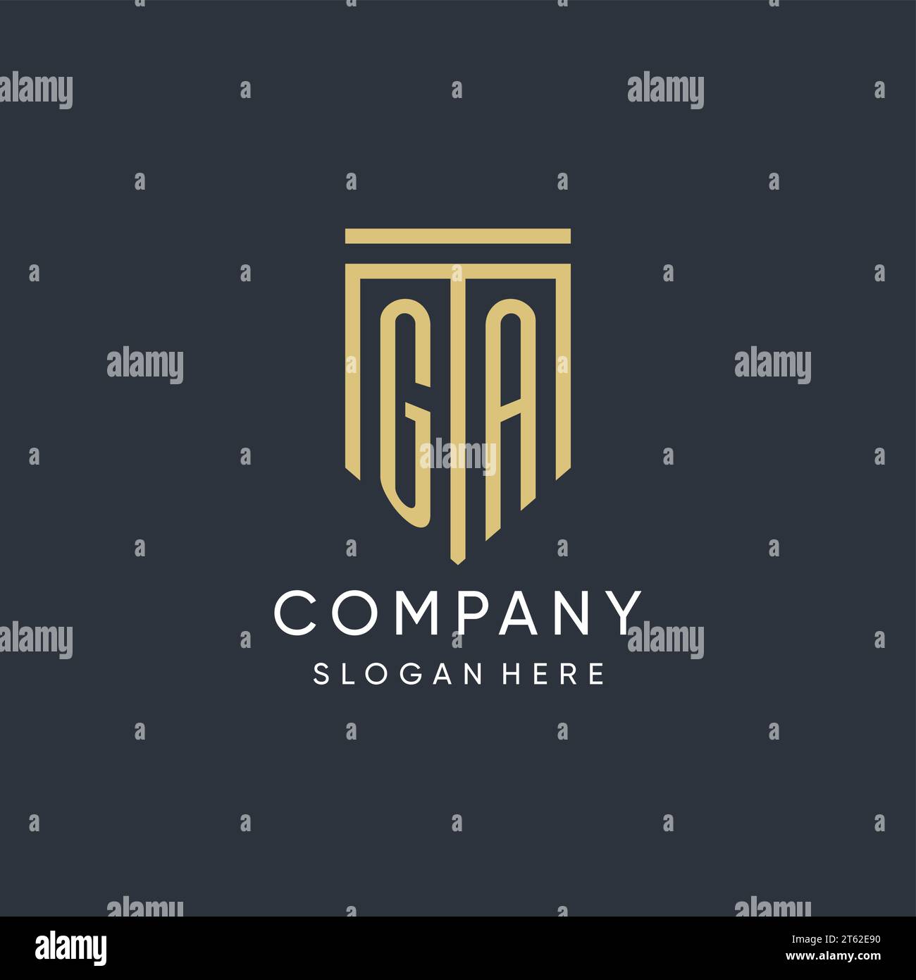 GA monogram with modern and luxury shield shape design vector graphic Stock Vector