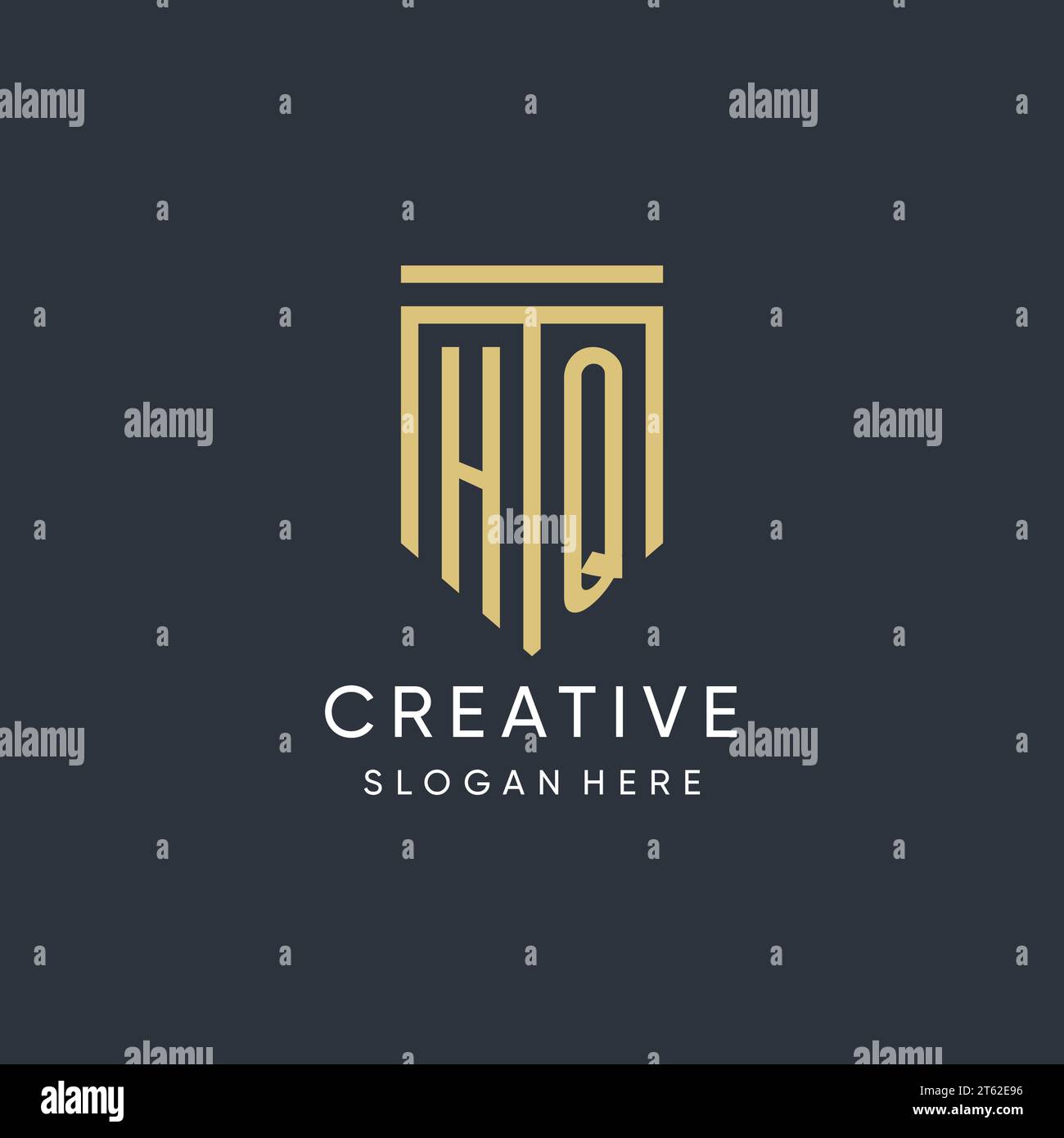HQ monogram with modern and luxury shield shape design vector graphic Stock Vector