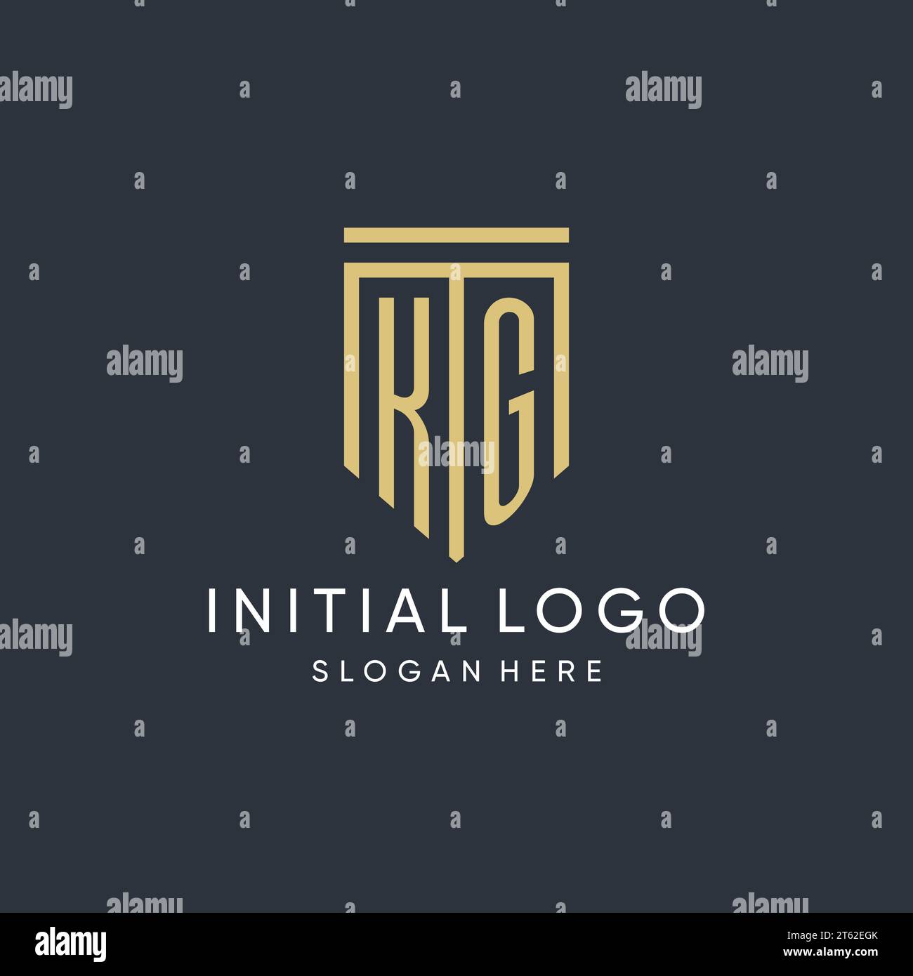 KG monogram with modern and luxury shield shape design vector graphic Stock Vector