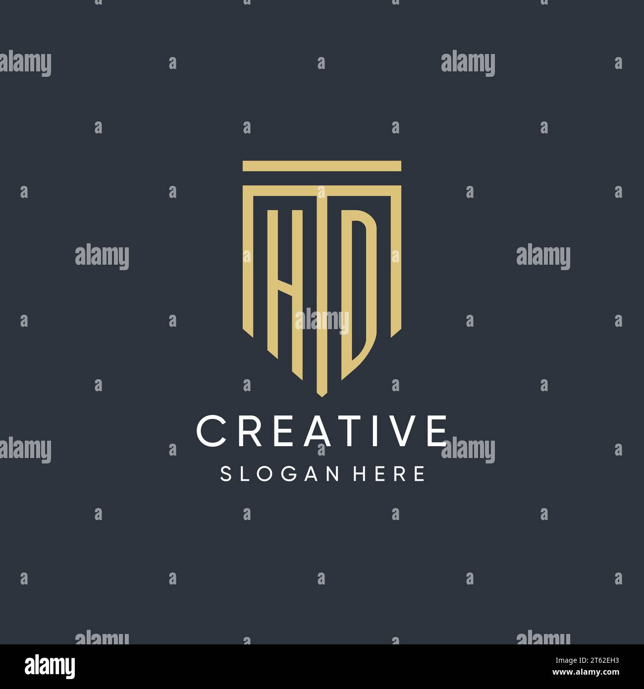 HD monogram with modern and luxury shield shape design vector graphic Stock Vector