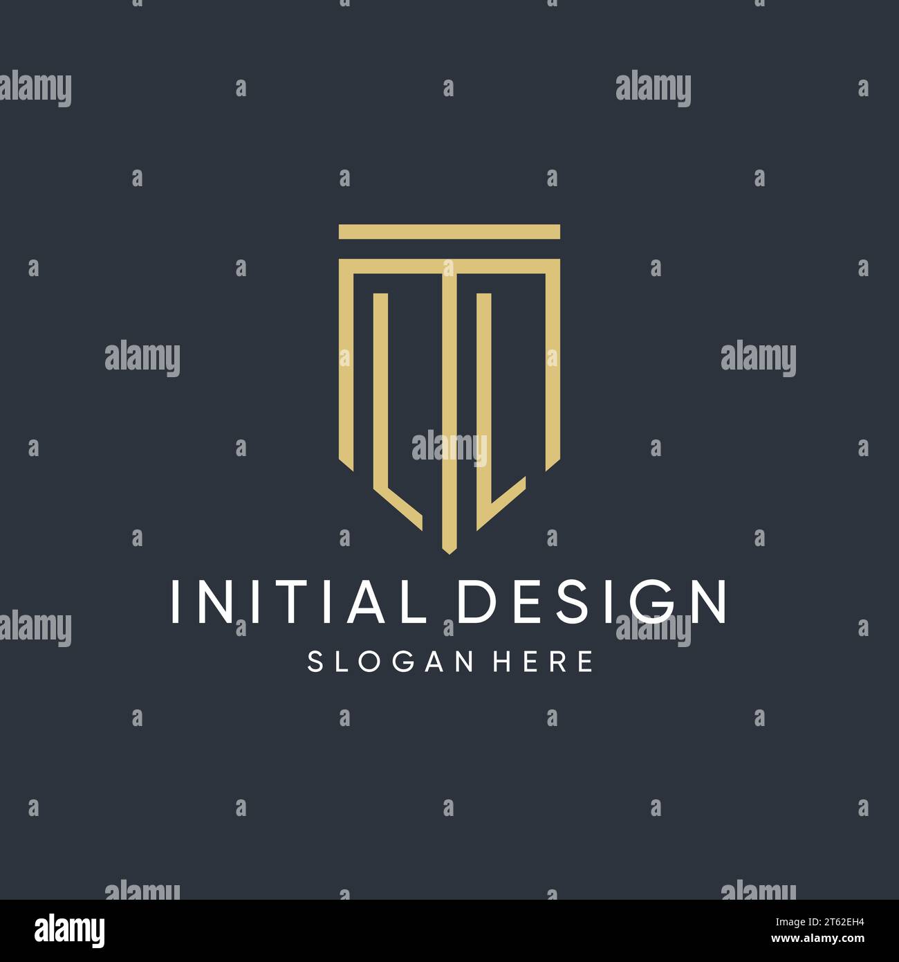 LL monogram with modern and luxury shield shape design vector graphic Stock Vector