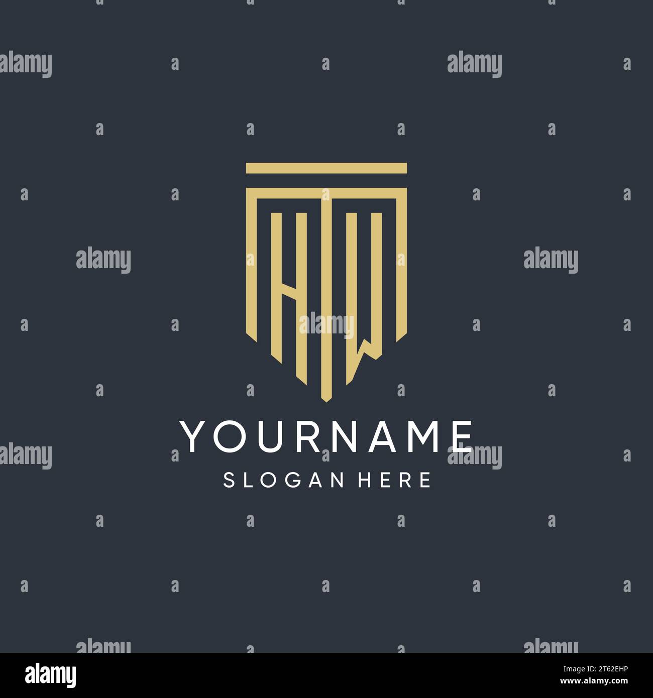 HW monogram with modern and luxury shield shape design vector graphic Stock Vector
