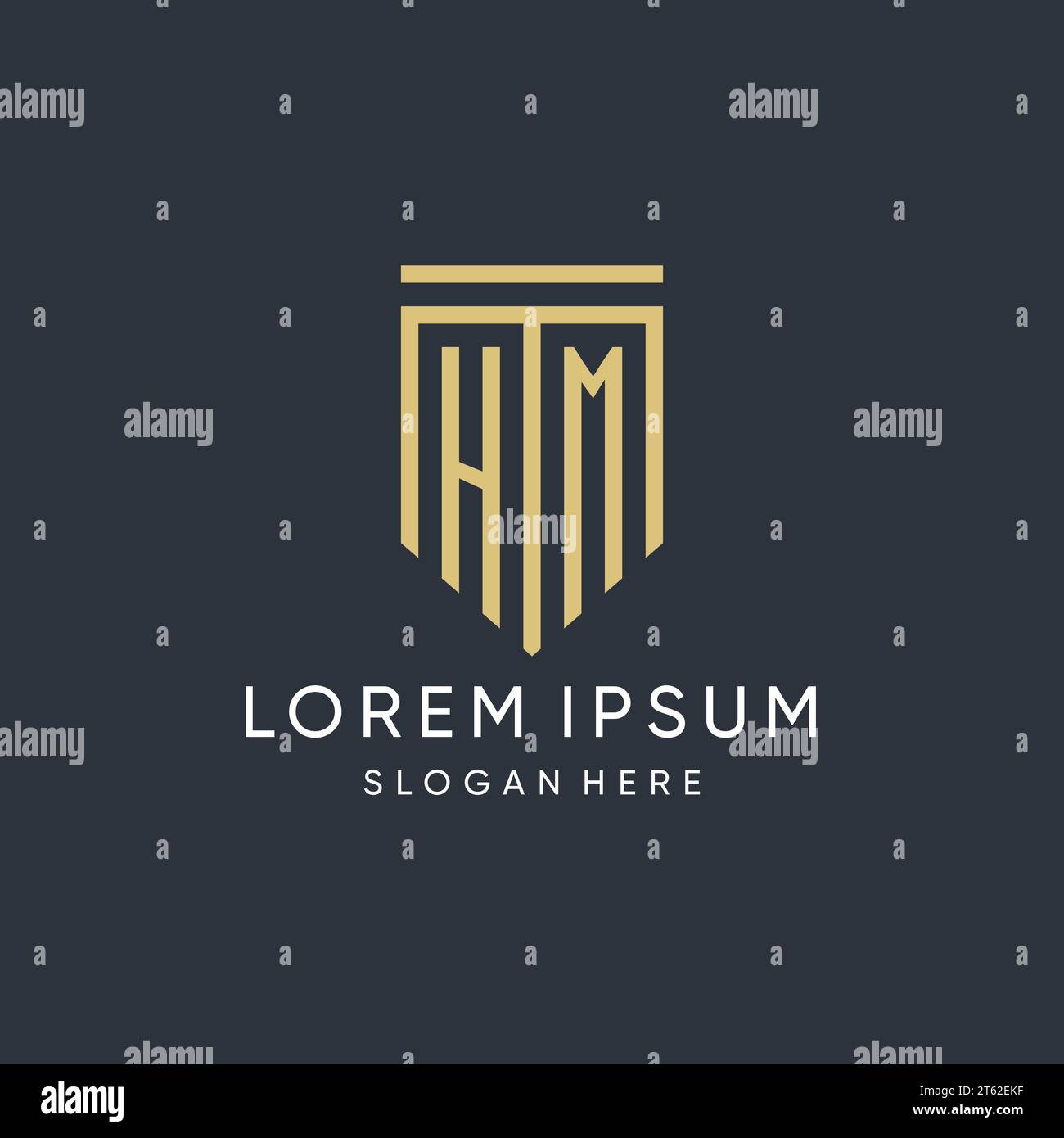 HM monogram with modern and luxury shield shape design vector graphic Stock Vector