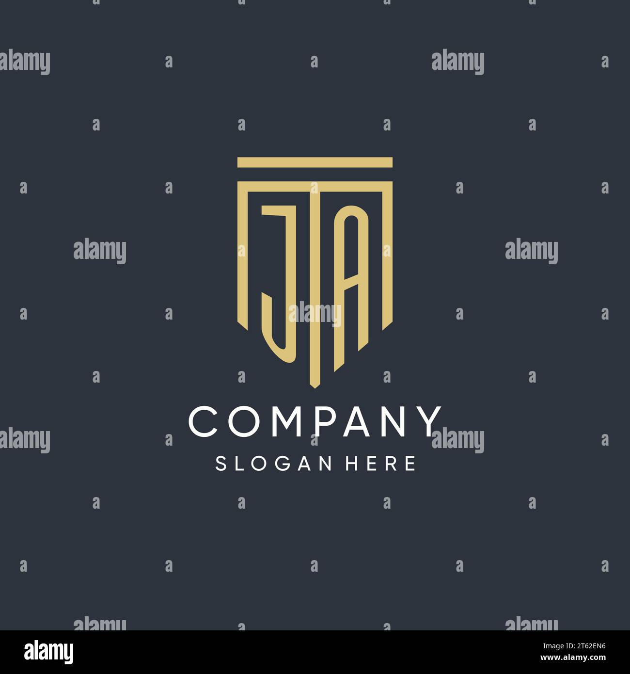JA monogram with modern and luxury shield shape design vector graphic Stock Vector