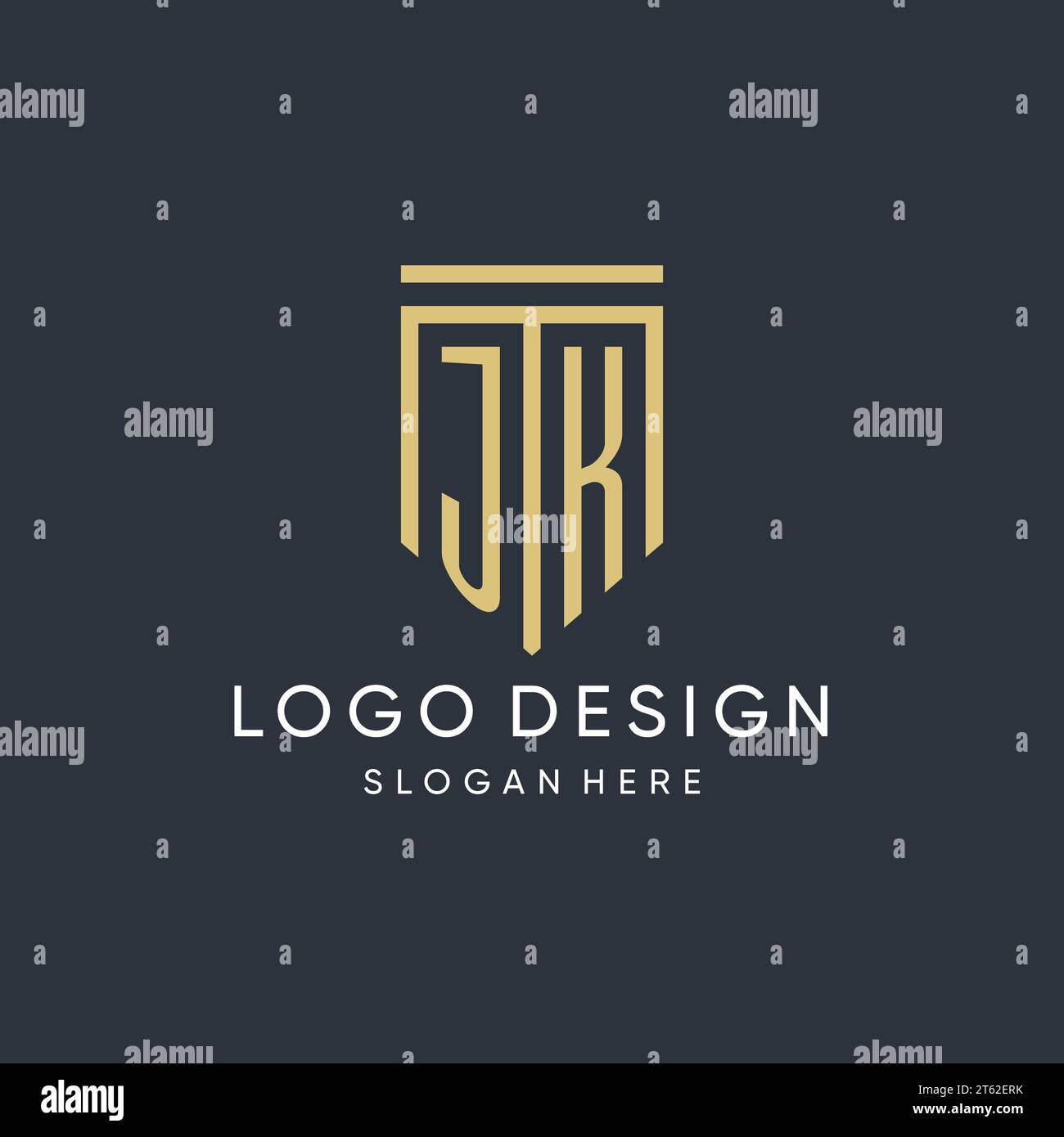 JK monogram with modern and luxury shield shape design vector graphic Stock Vector