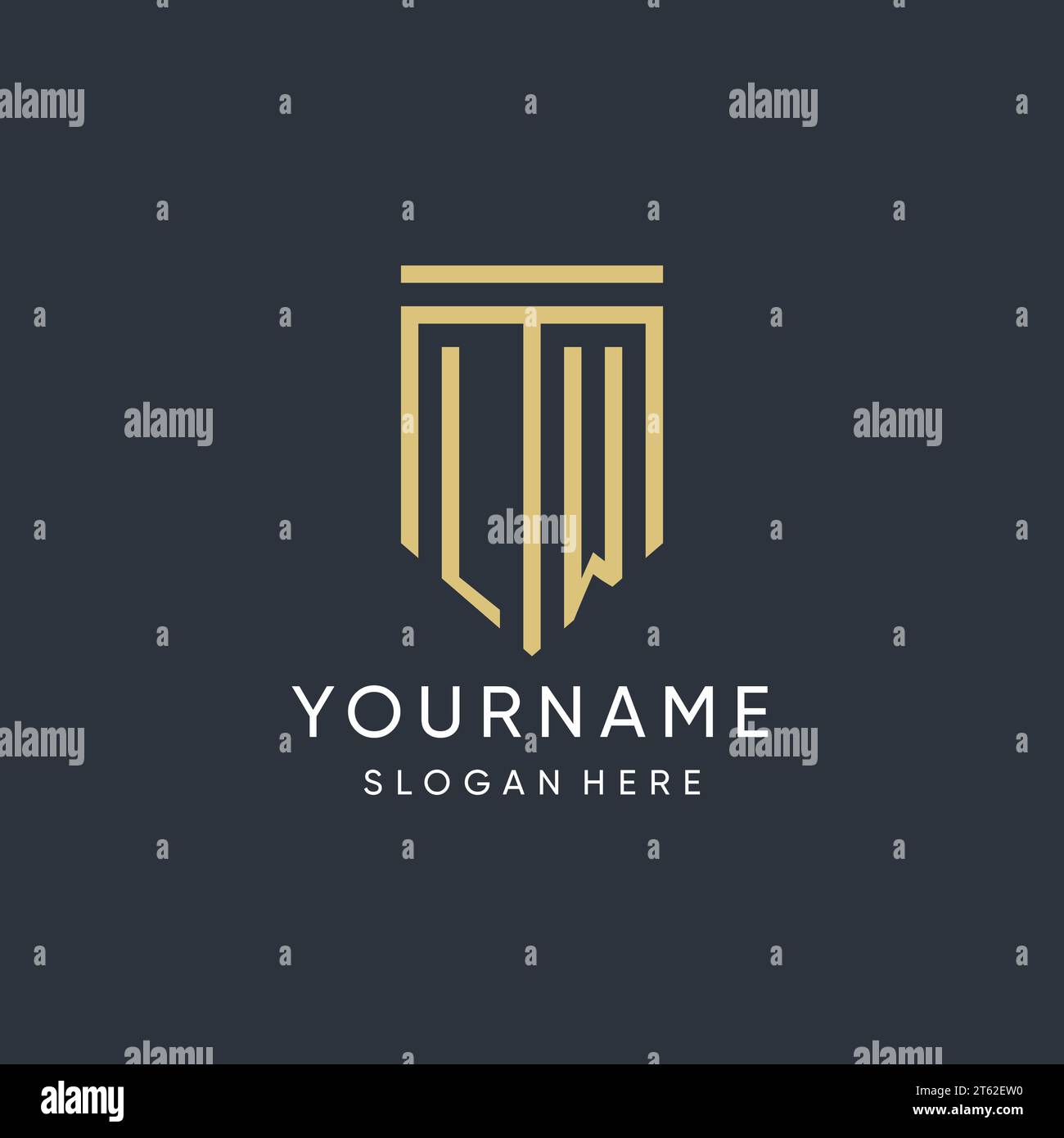 LW monogram with modern and luxury shield shape design vector graphic Stock Vector