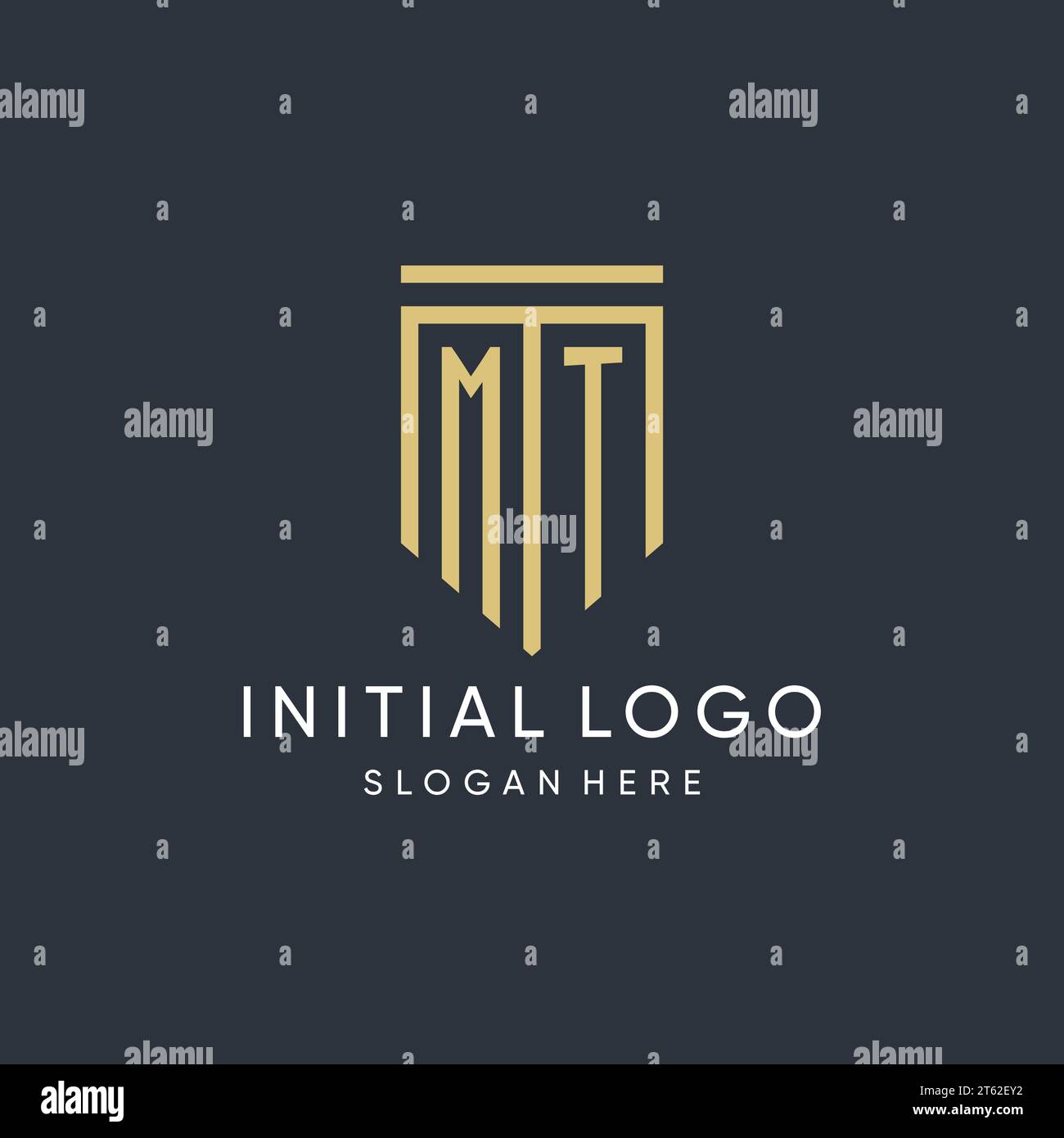 MT monogram with modern and luxury shield shape design vector graphic Stock Vector