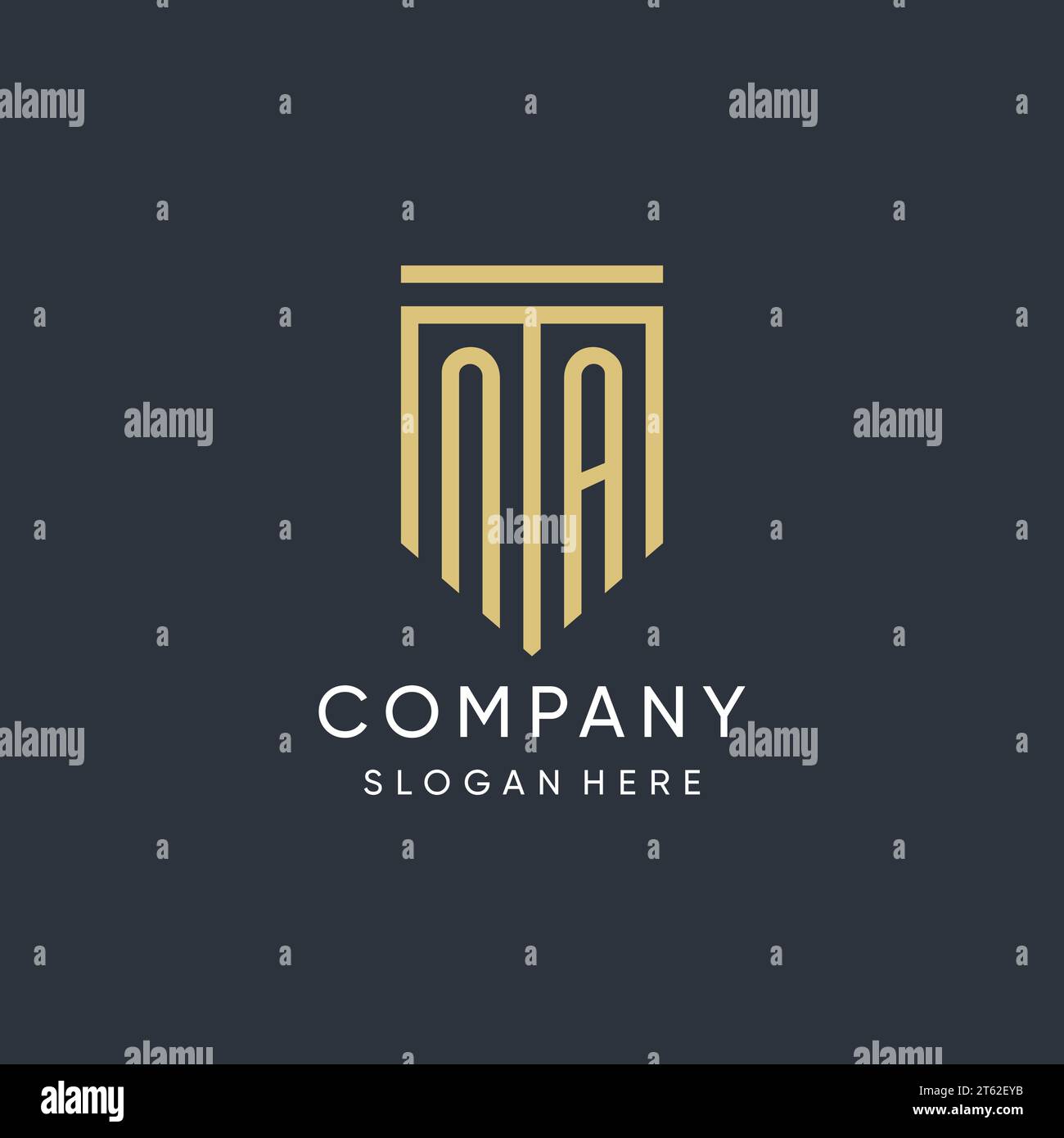 NA monogram with modern and luxury shield shape design vector graphic Stock Vector