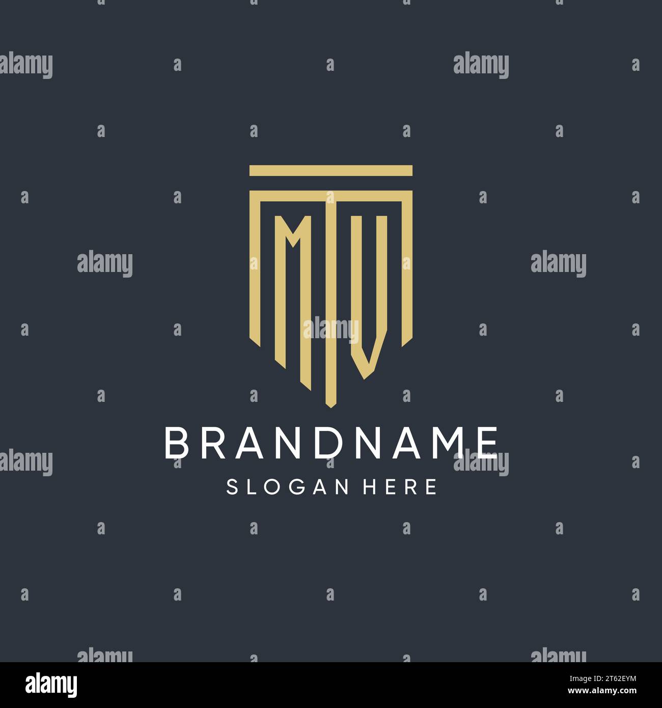 MV monogram with modern and luxury shield shape design vector graphic Stock Vector