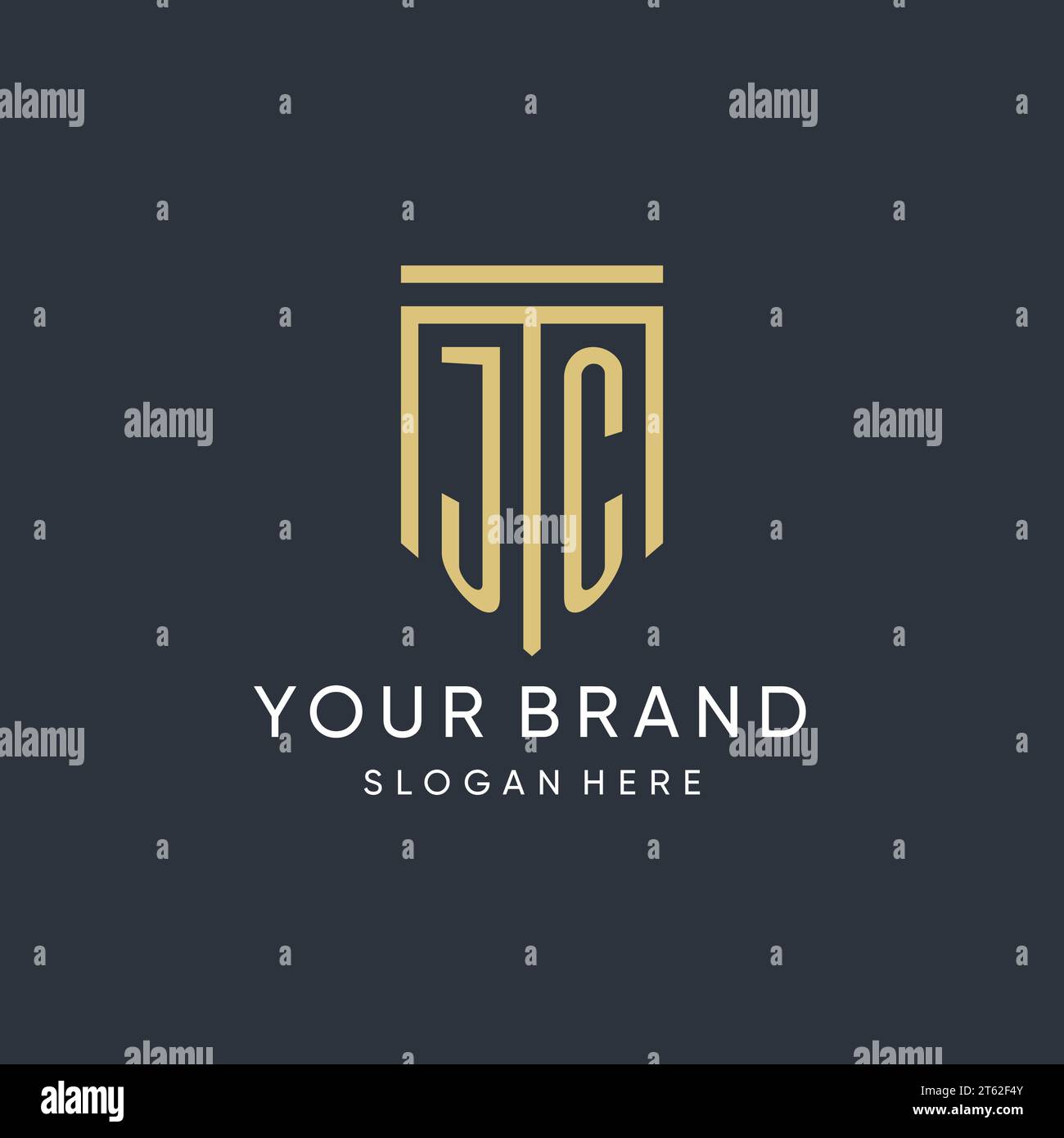 JC monogram with modern and luxury shield shape design vector graphic Stock Vector