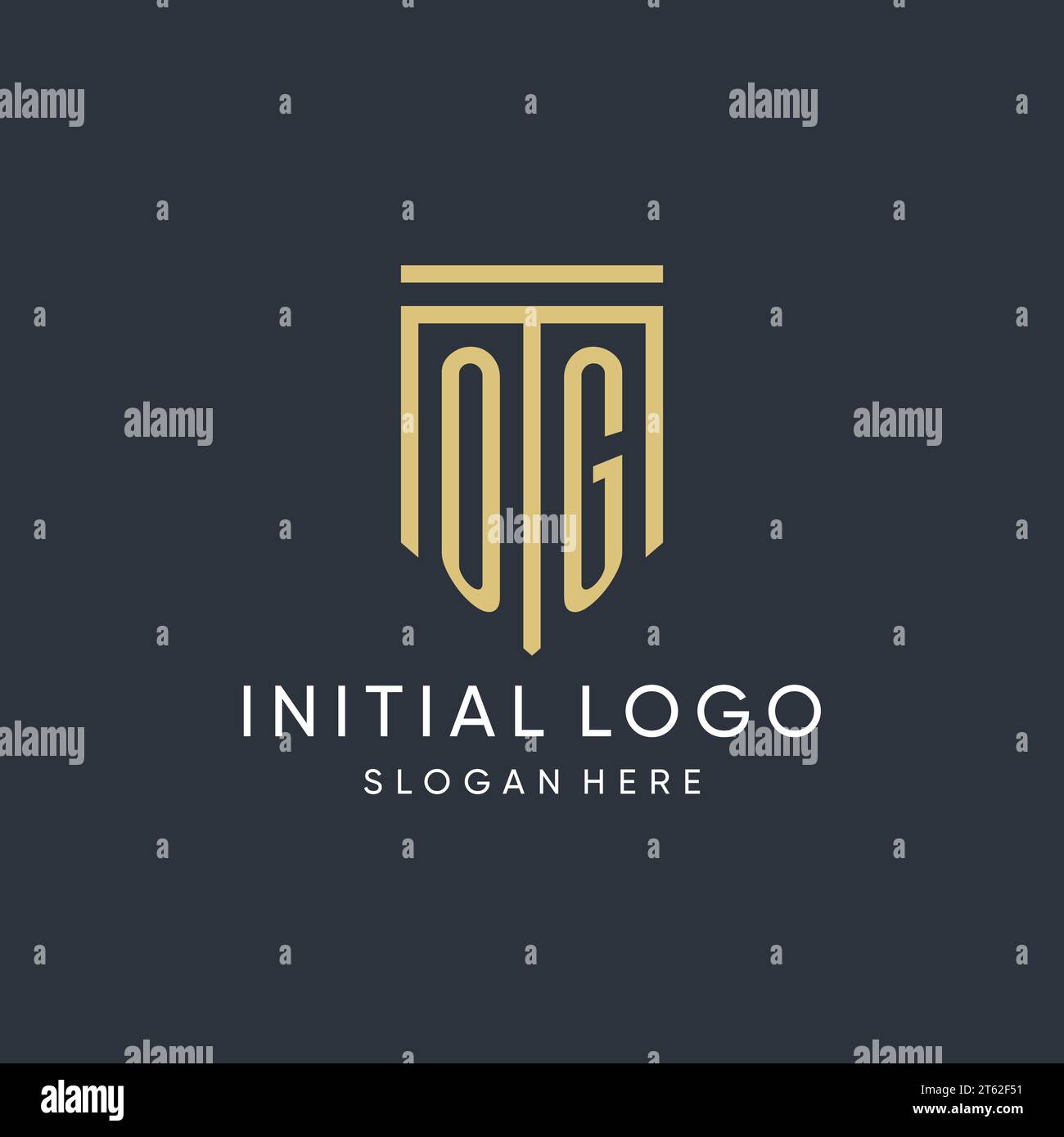 OG monogram with modern and luxury shield shape design vector graphic Stock Vector