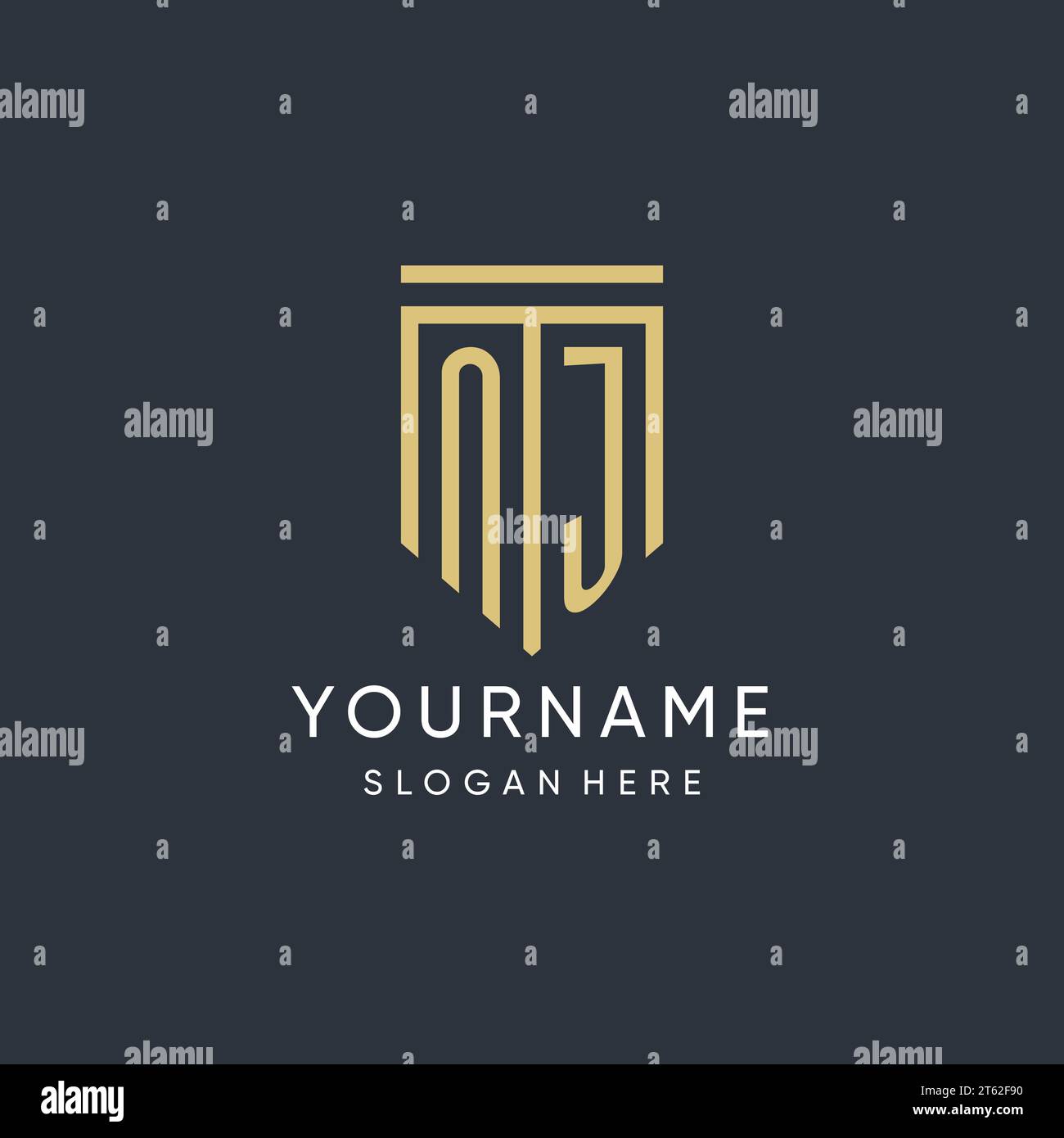 NJ monogram with modern and luxury shield shape design vector graphic Stock Vector