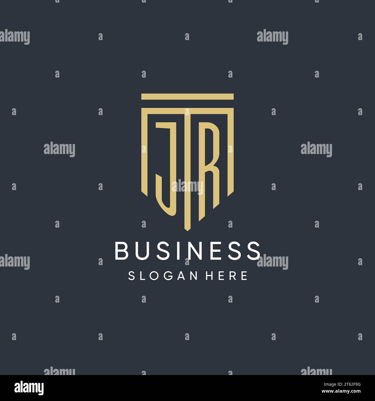 JR monogram with modern and luxury shield shape design vector graphic Stock Vector