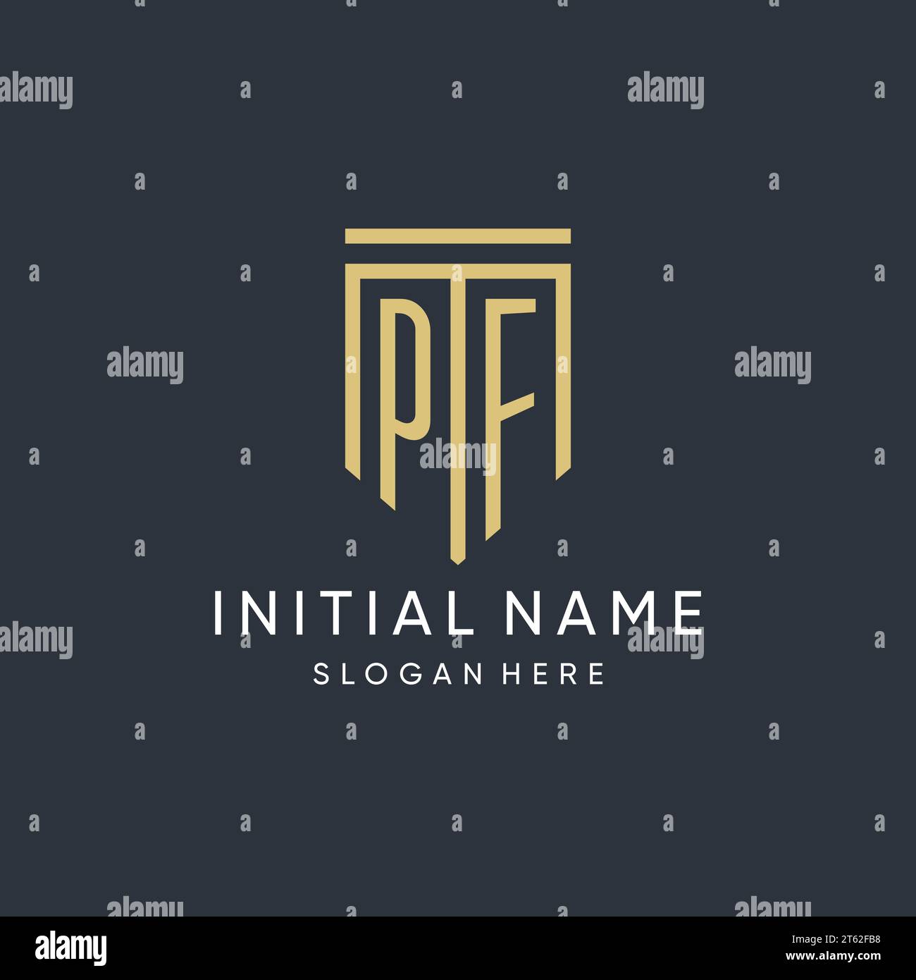 PF monogram with modern and luxury shield shape design vector graphic Stock Vector
