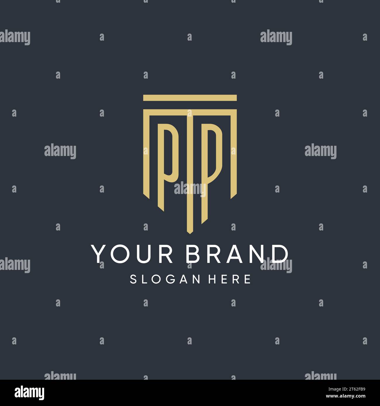 PP monogram with modern and luxury shield shape design vector graphic Stock Vector