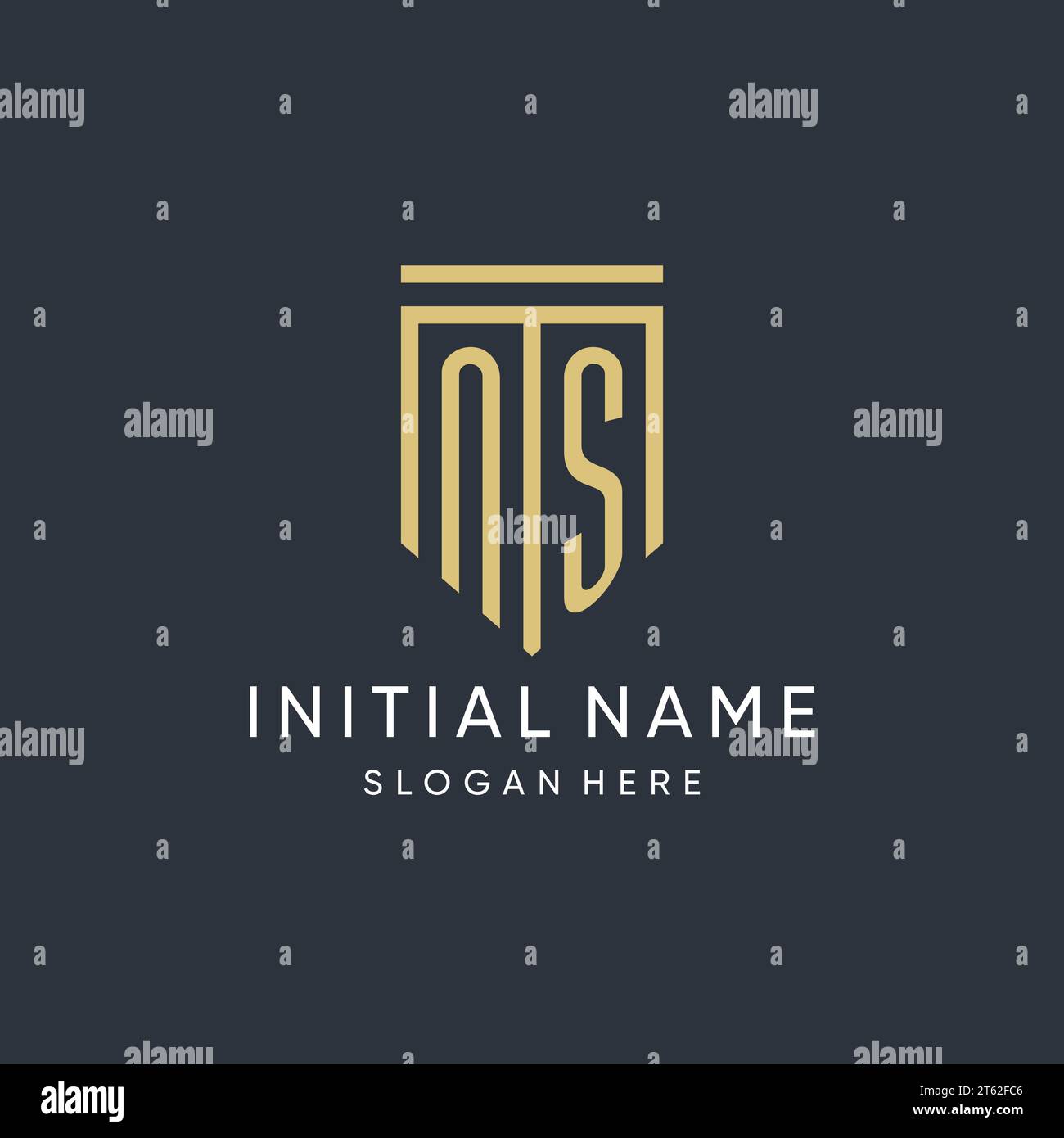 NS monogram with modern and luxury shield shape design vector graphic Stock Vector