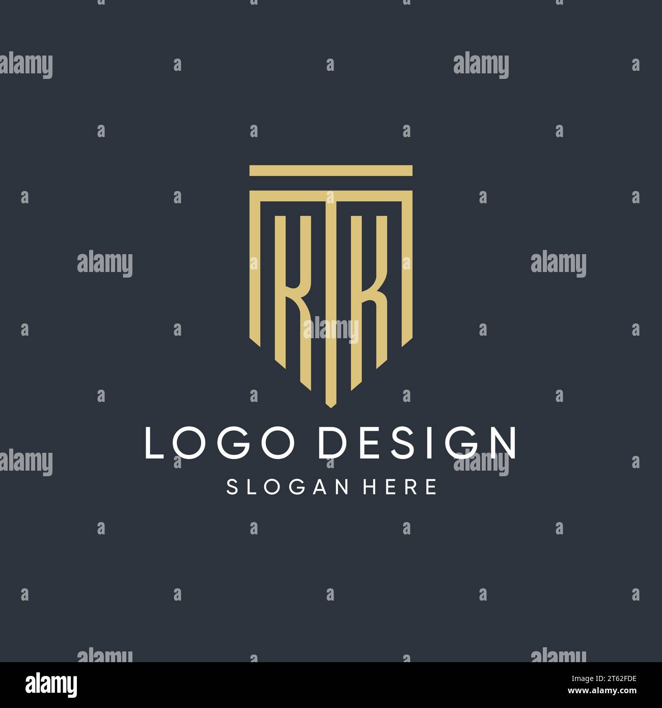 KK monogram with modern and luxury shield shape design vector graphic Stock Vector