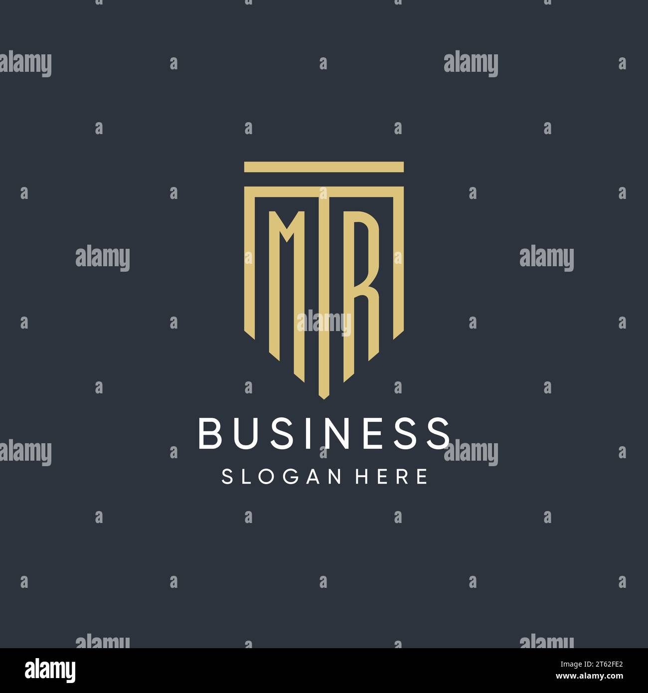 MR monogram with modern and luxury shield shape design vector graphic Stock Vector