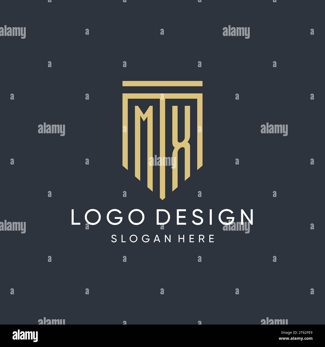 MX monogram with modern and luxury shield shape design vector graphic Stock Vector