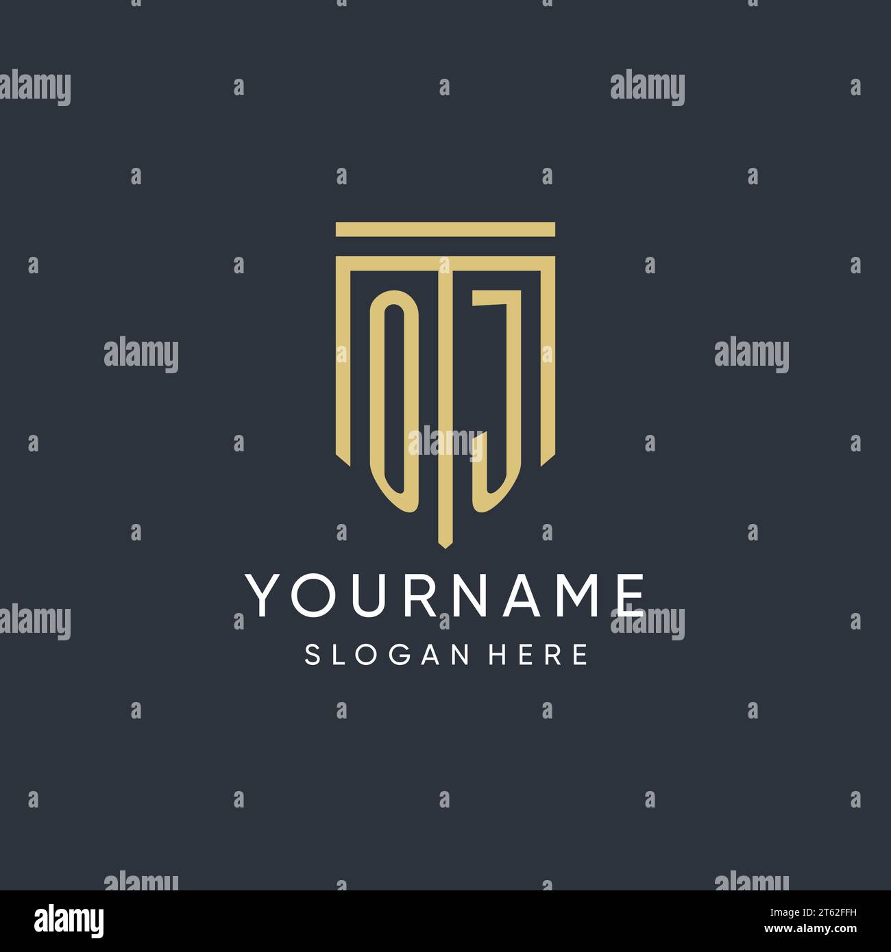 OJ monogram with modern and luxury shield shape design vector graphic ...