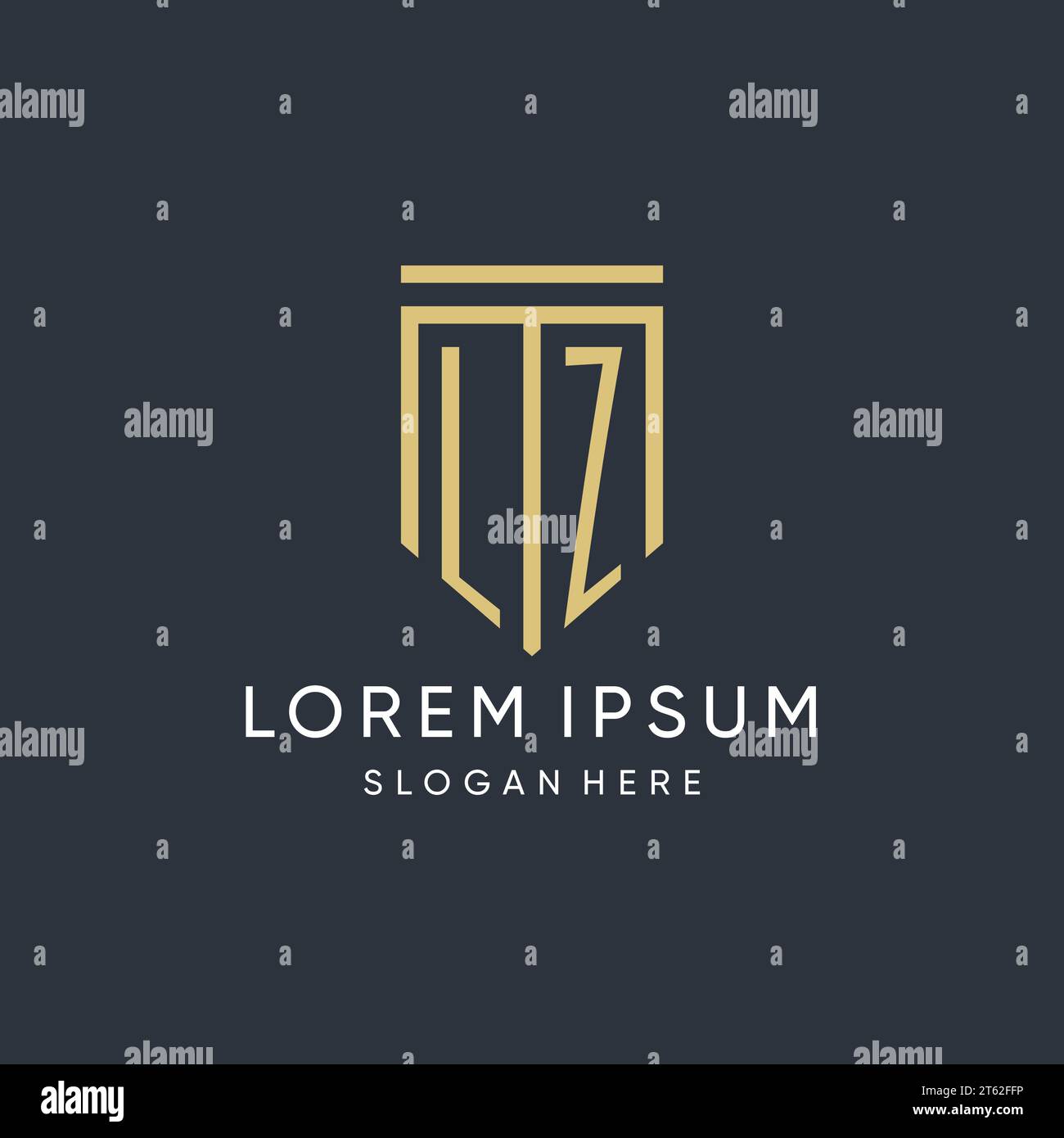 LZ monogram with modern and luxury shield shape design vector graphic ...