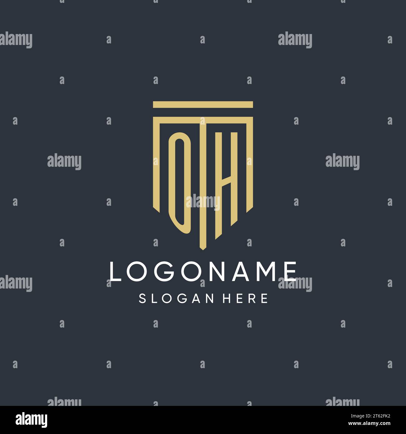 OH monogram with modern and luxury shield shape design vector graphic Stock Vector