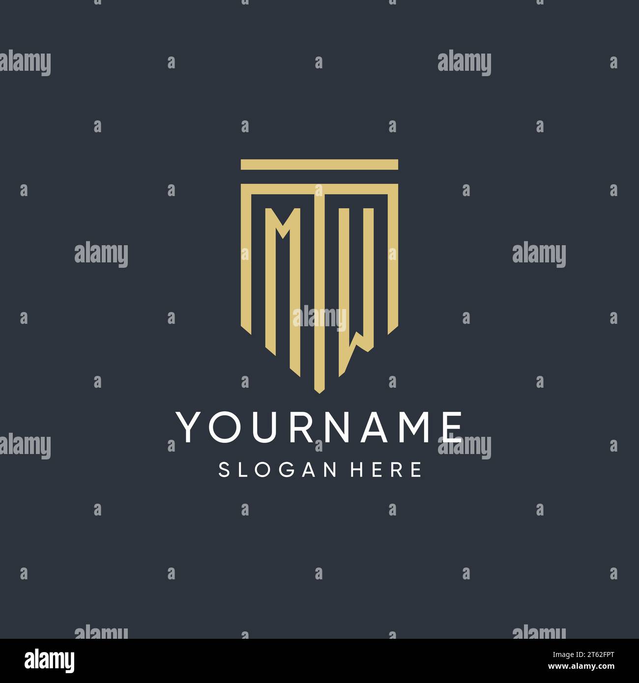 MW monogram with modern and luxury shield shape design vector graphic Stock Vector