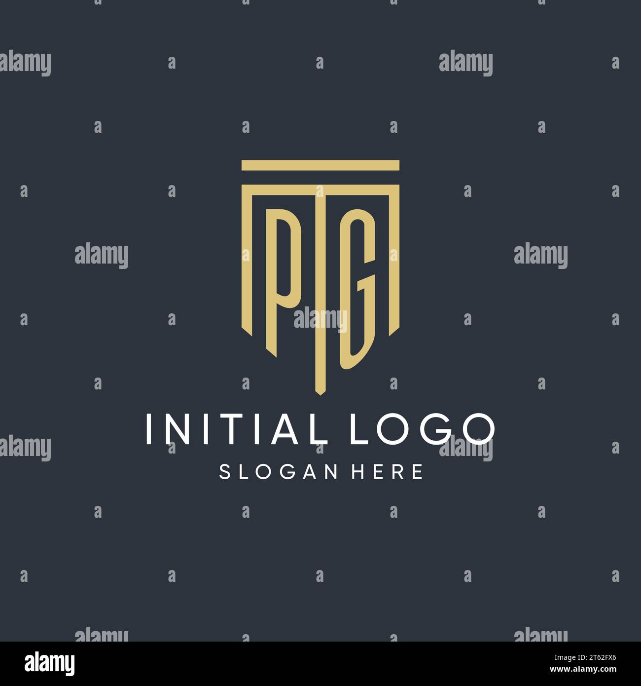 PG monogram with modern and luxury shield shape design vector graphic Stock Vector