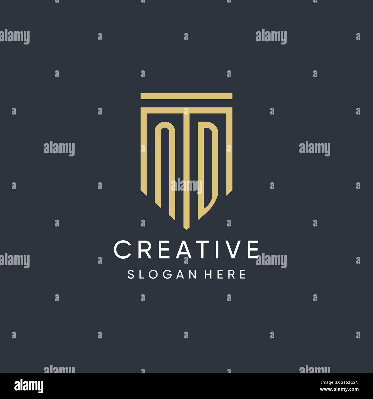 ND monogram with modern and luxury shield shape design vector graphic Stock Vector