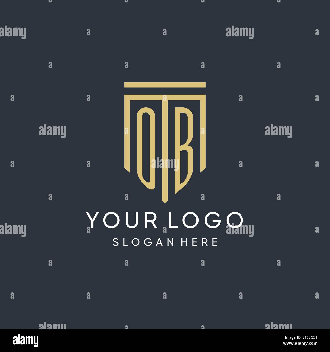 OB monogram with modern and luxury shield shape design vector graphic Stock Vector