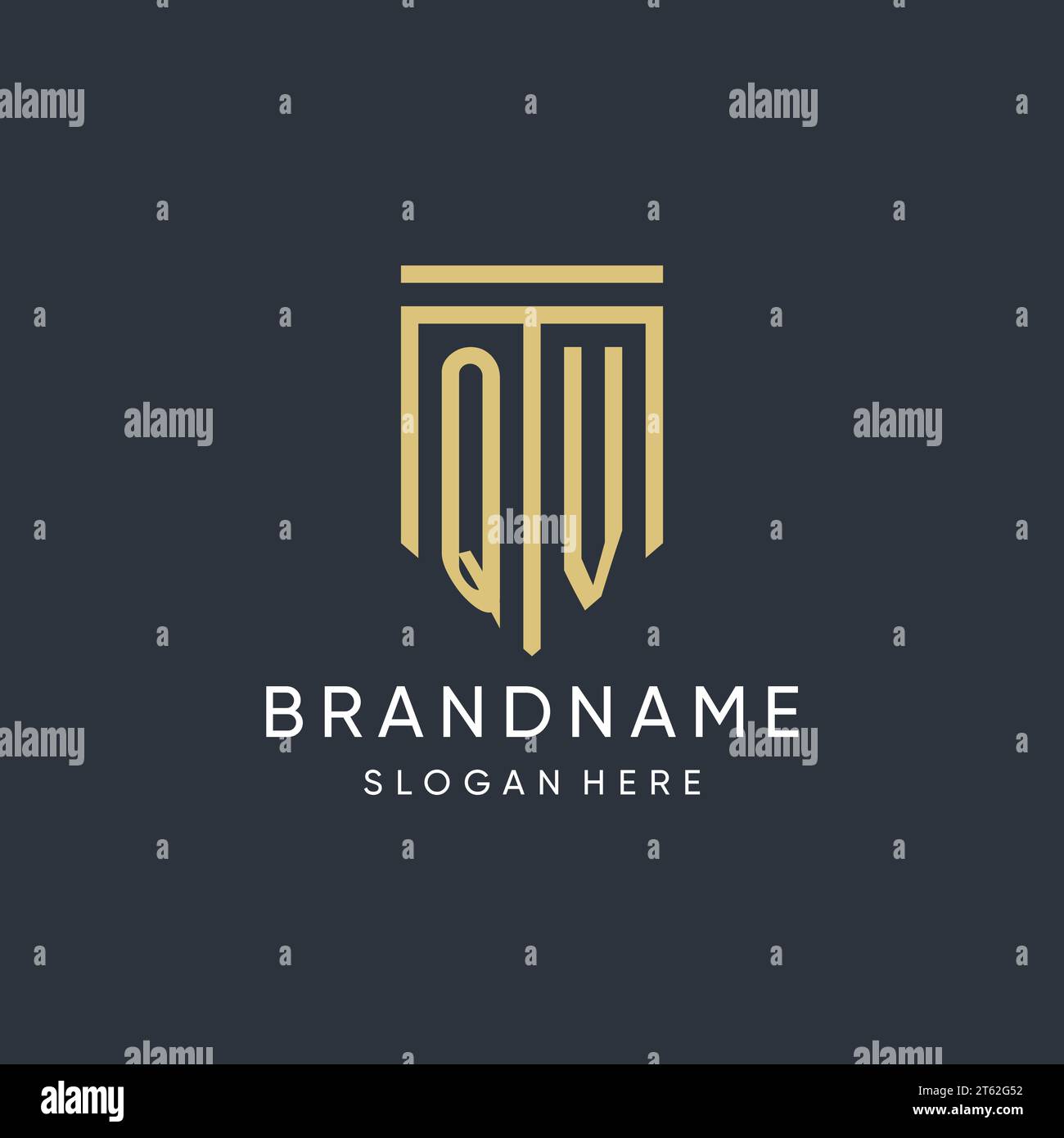 QV monogram with modern and luxury shield shape design vector graphic Stock Vector