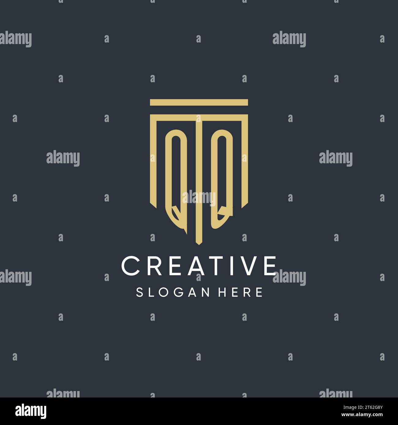 QQ monogram with modern and luxury shield shape design vector graphic Stock Vector