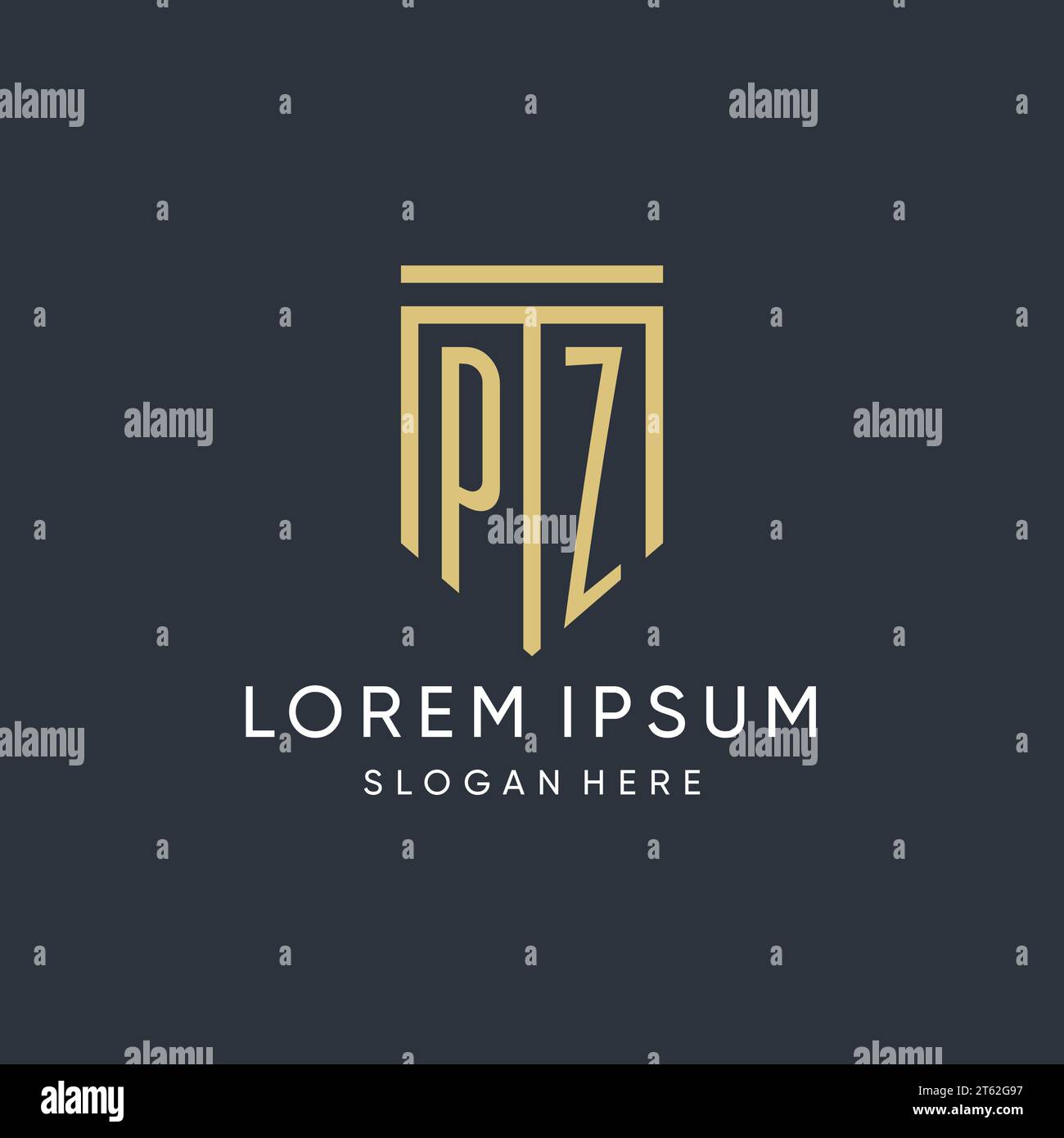 PZ monogram with modern and luxury shield shape design vector graphic ...