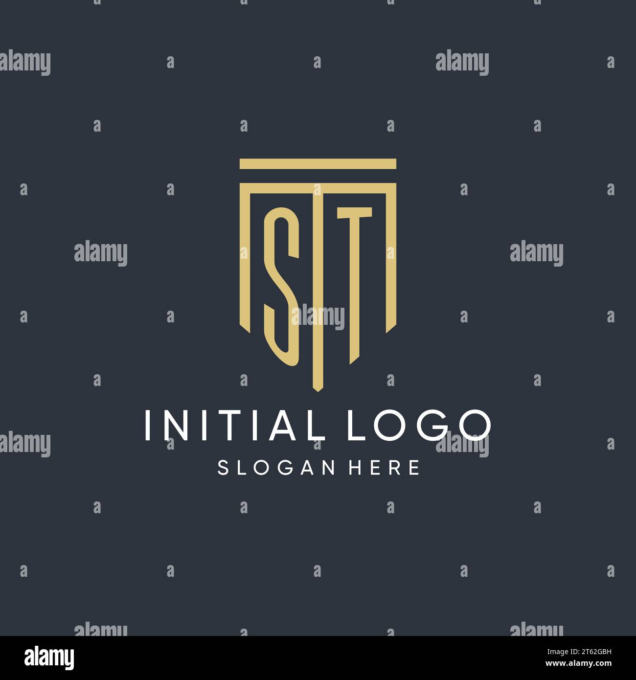 ST monogram with modern and luxury shield shape design vector graphic Stock Vector