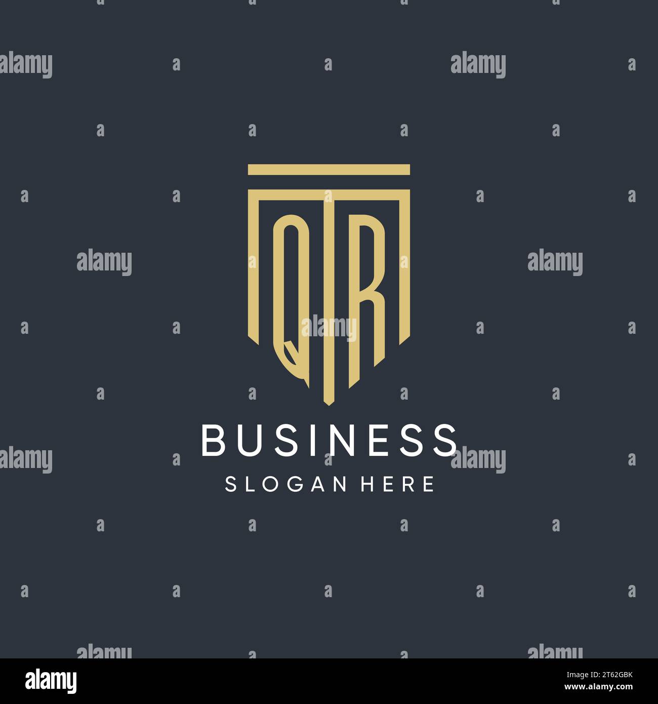 QR monogram with modern and luxury shield shape design vector graphic Stock Vector