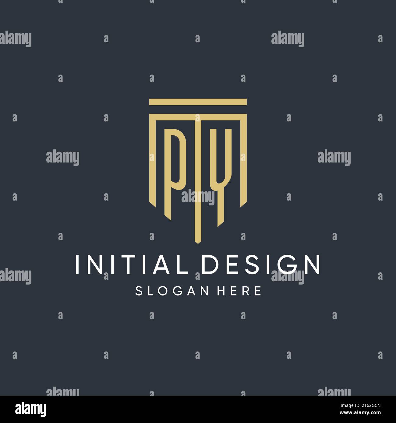 PY monogram with modern and luxury shield shape design vector graphic Stock Vector