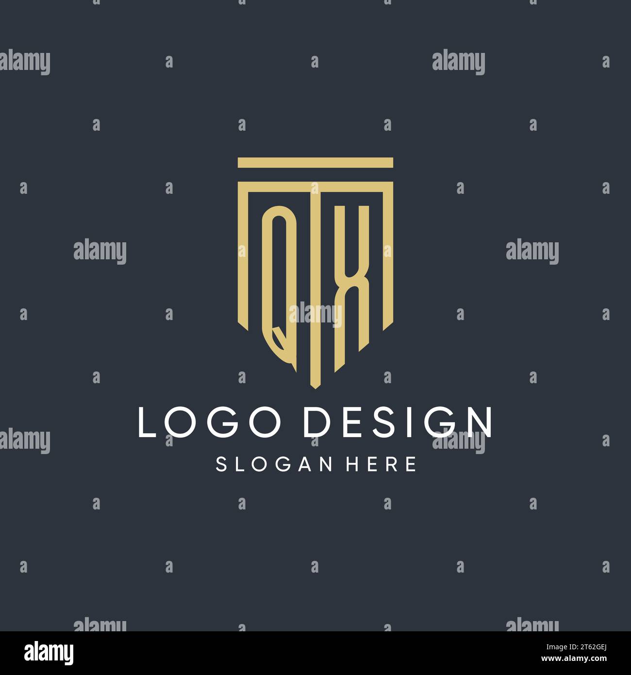 QX monogram with modern and luxury shield shape design vector graphic ...